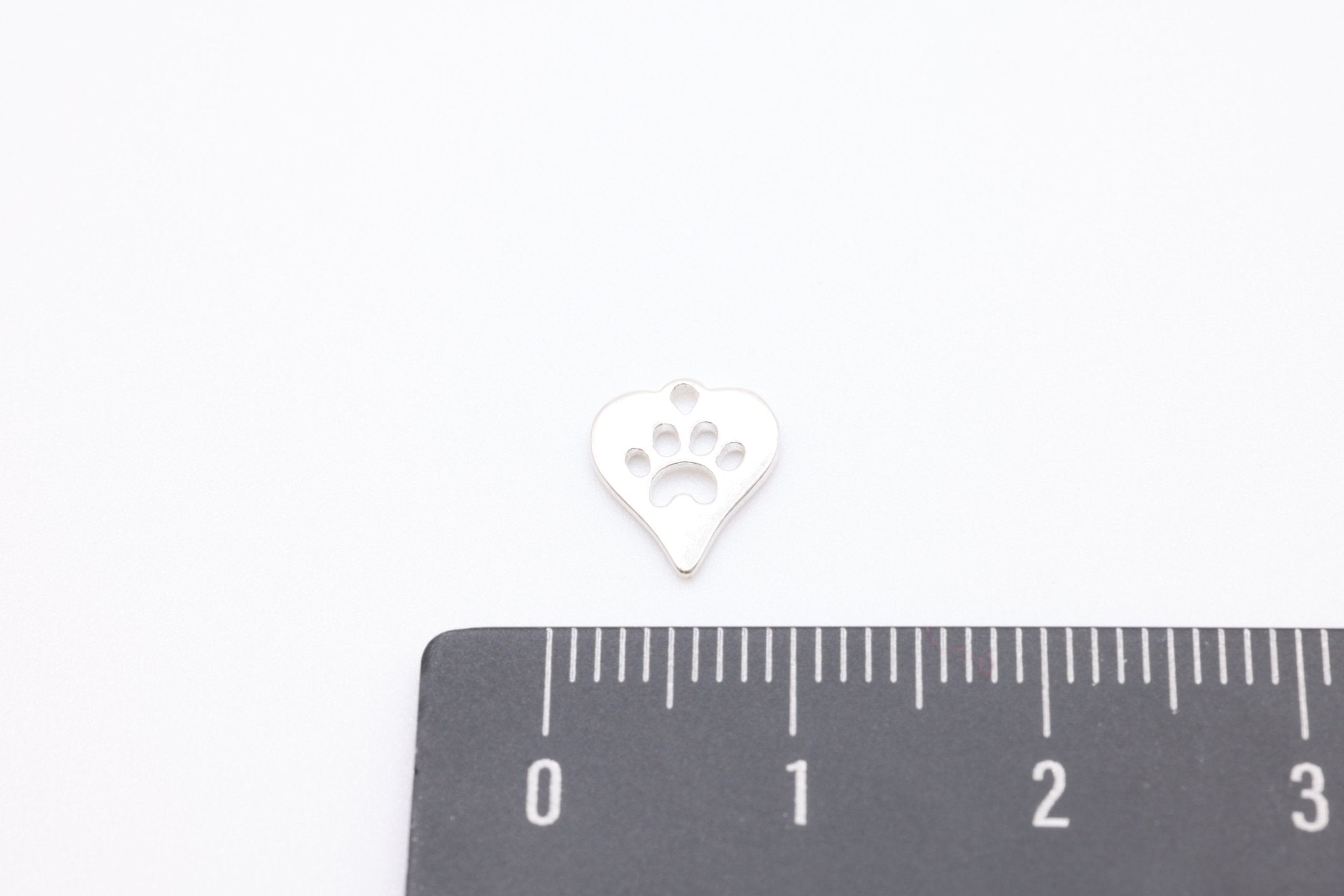 Heart Dog Cat Paw Charm, Sterling Silver, Paw Cut Out Charm, Animal Paw, Dog Foot Print - HarperCrown