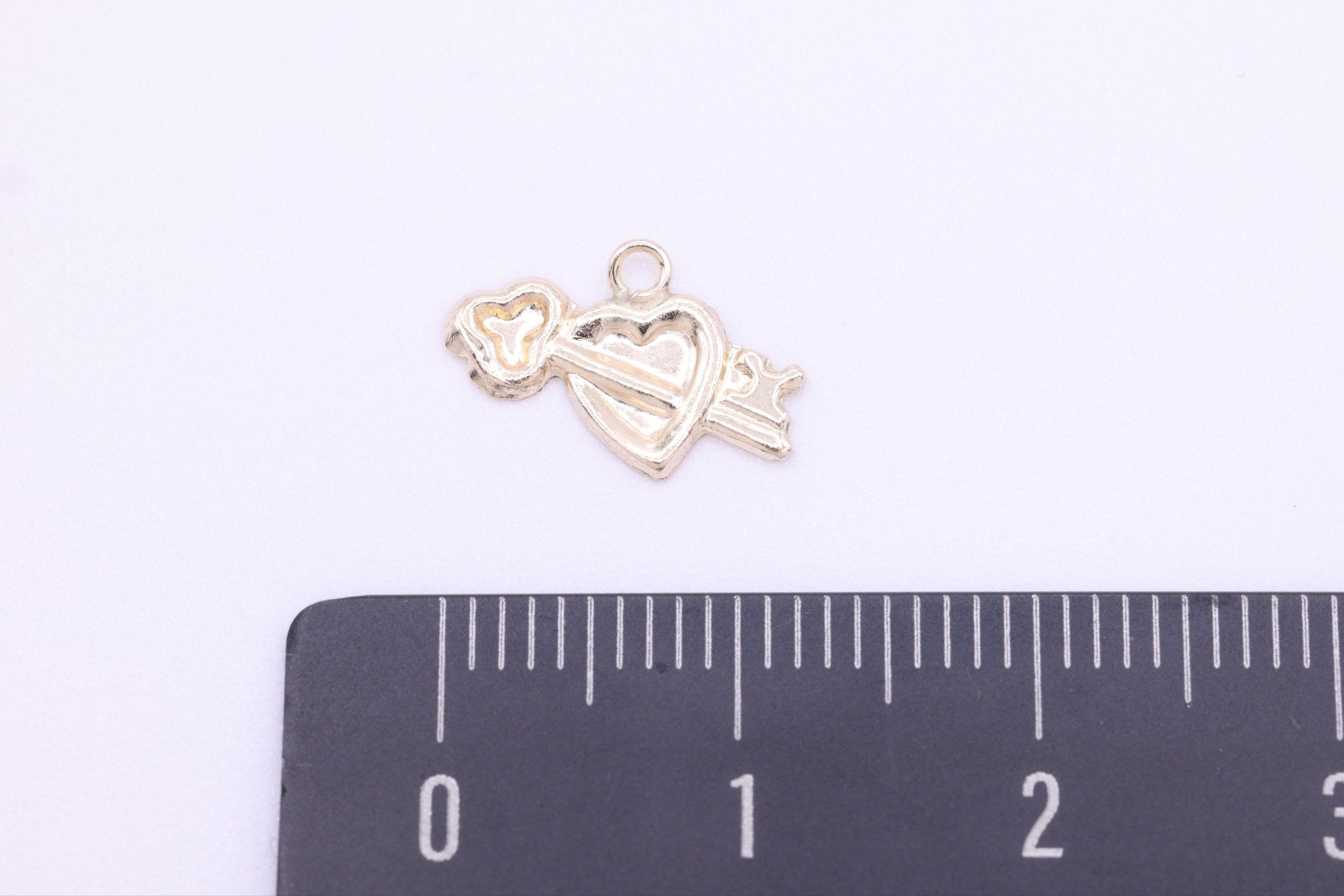 Heart Key Charm, Wholesale, 14/20 Gold - Filled, 13mm x 8mm, Key to Heart Cupid Love Permanent Jewelry - HarperCrown