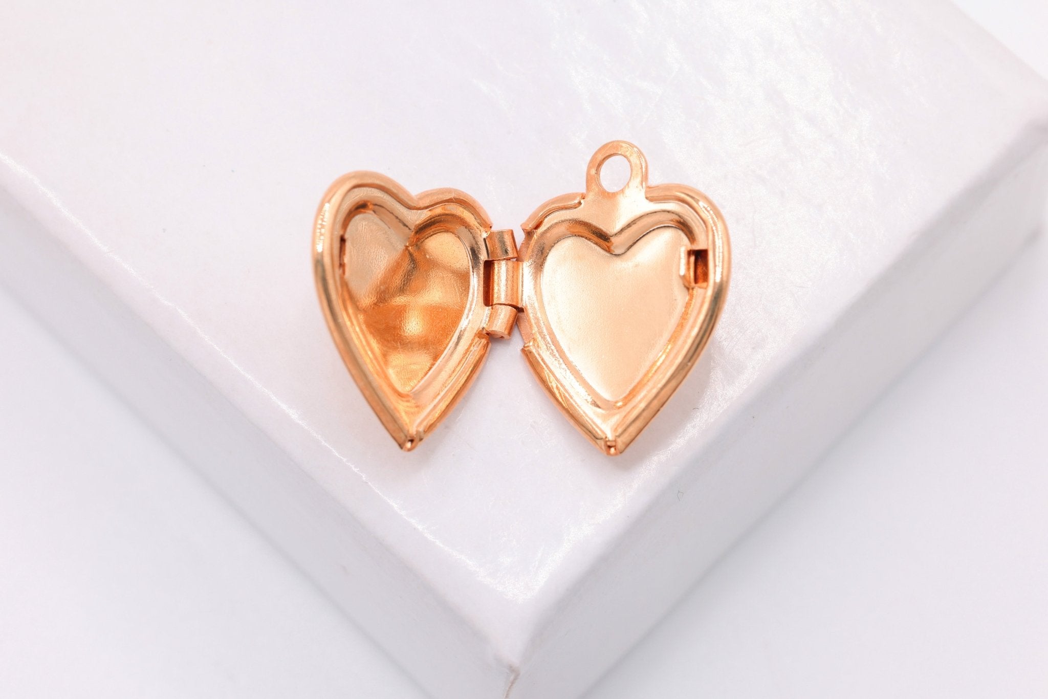 Heart Locket Pendant Charm, Wholesale, 14/20 Rose Gold - Filled, 12mm x 10mm, DIY Jewelry Supplies - HarperCrown