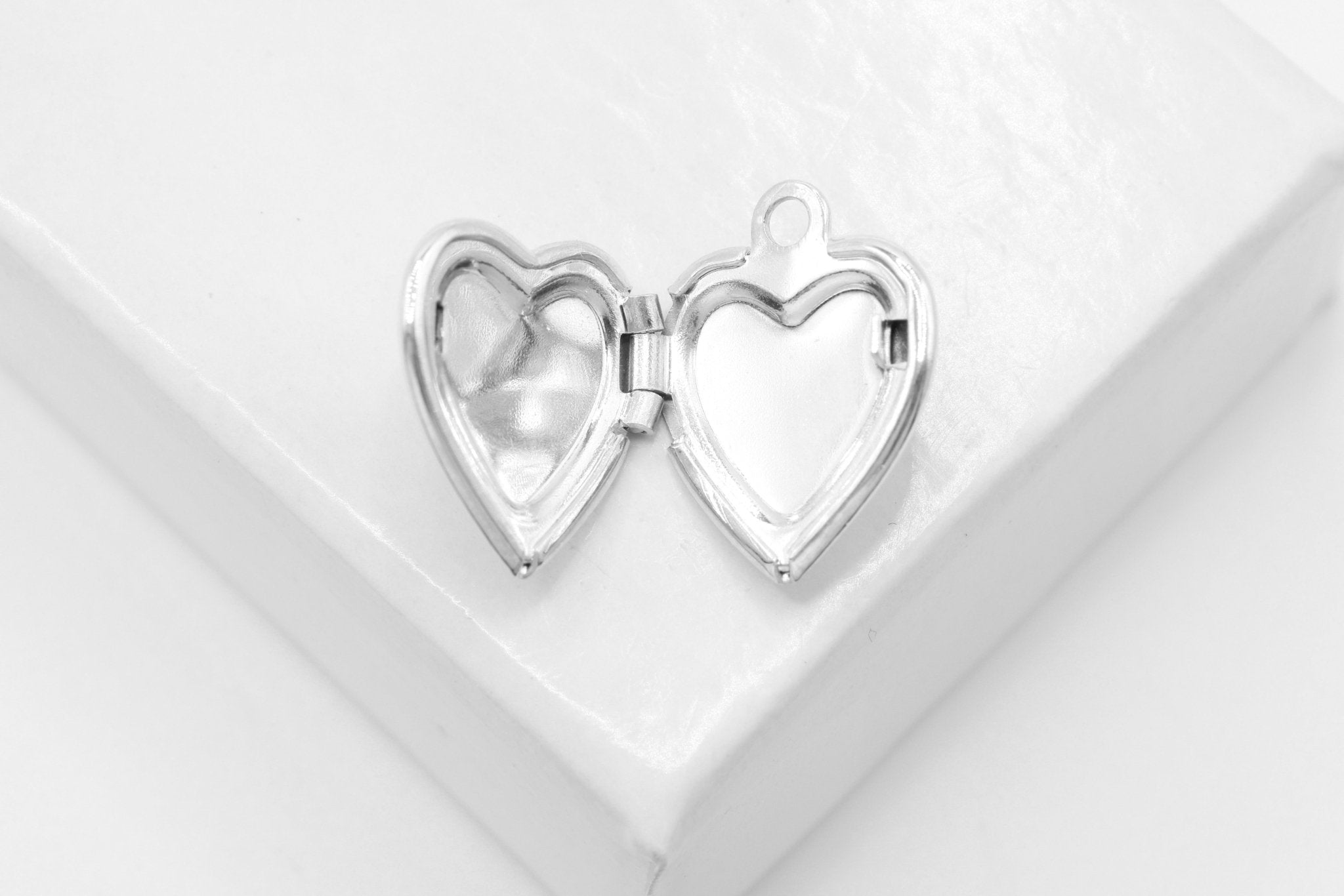 Heart Locket Pendant Charm, Wholesale, 925 Sterling Silver, 12mm x 10mm, DIY Jewelry Supplies - HarperCrown