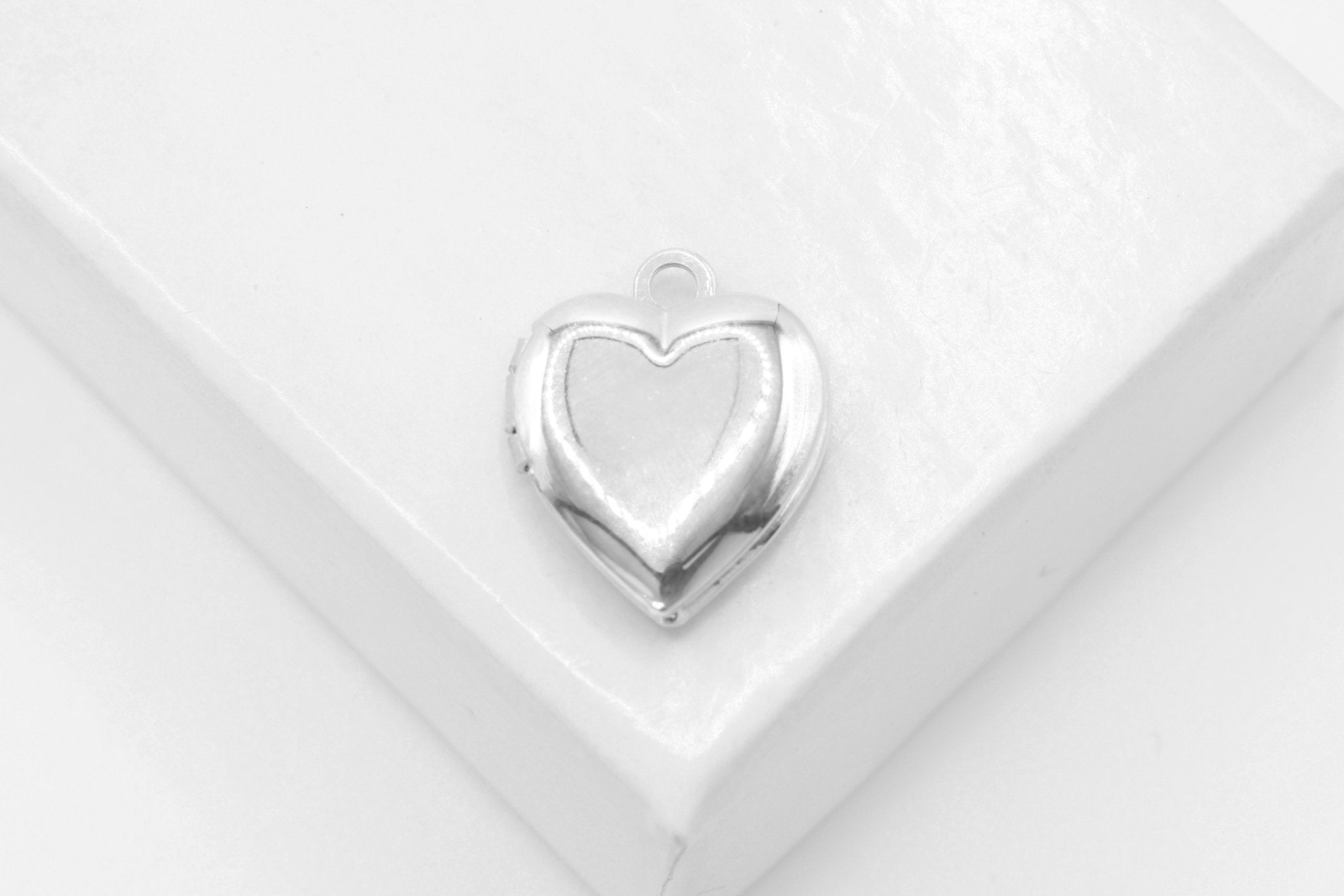 Heart Locket Pendant Charm, Wholesale, 925 Sterling Silver, 12mm x 10mm, DIY Jewelry Supplies - HarperCrown