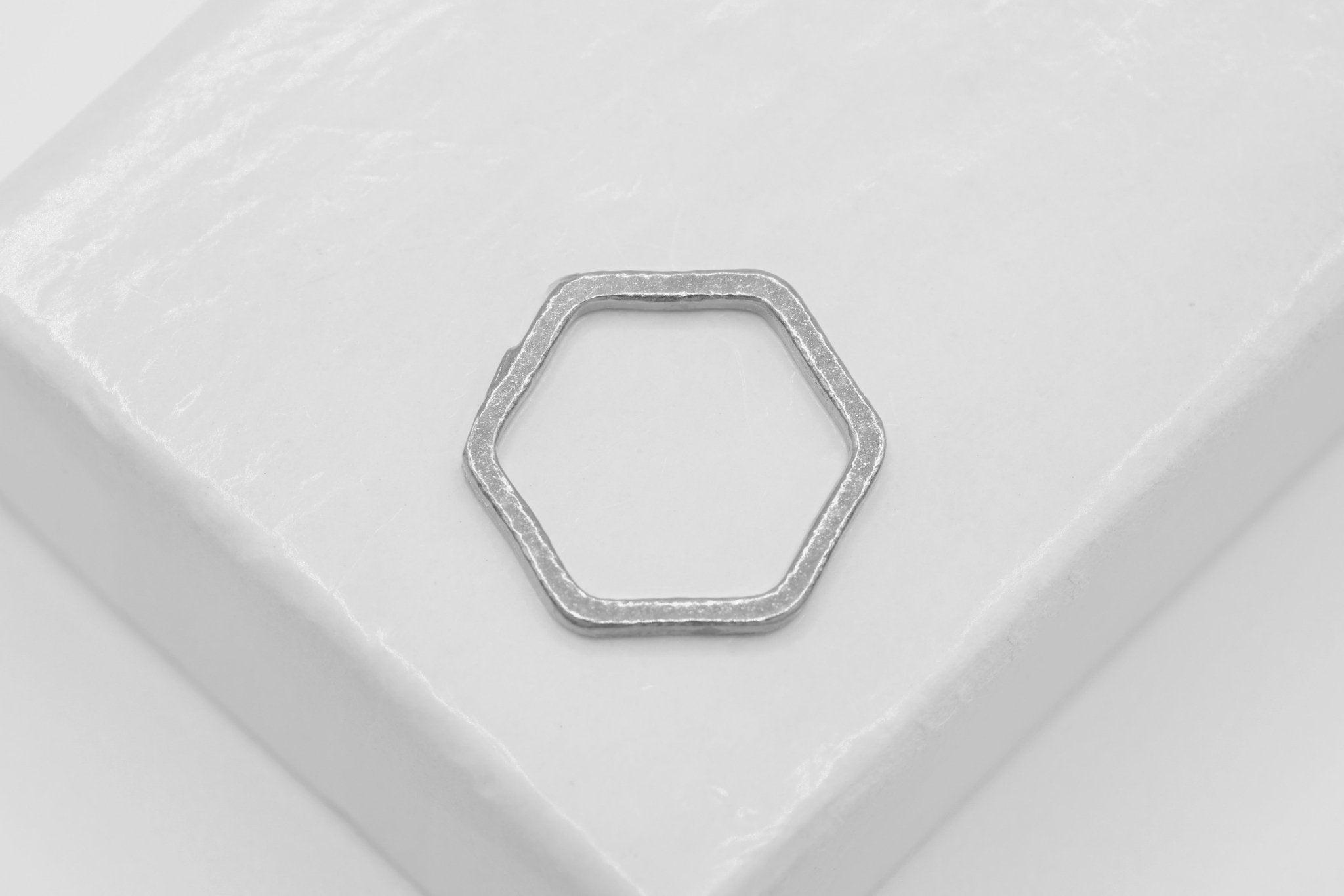 Hexagon Frame Connector, Wholesale, 13mm, Black 18k Gold Plated over 925 Sterling Silver, Honeycomb Charm - HarperCrown