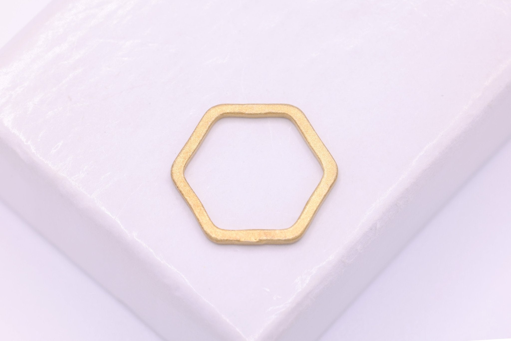 Hexagon Frame Connector, Wholesale, 13mm, Matte 18k Gold Plated over 925 Sterling Silver, Honeycomb Charm - HarperCrown