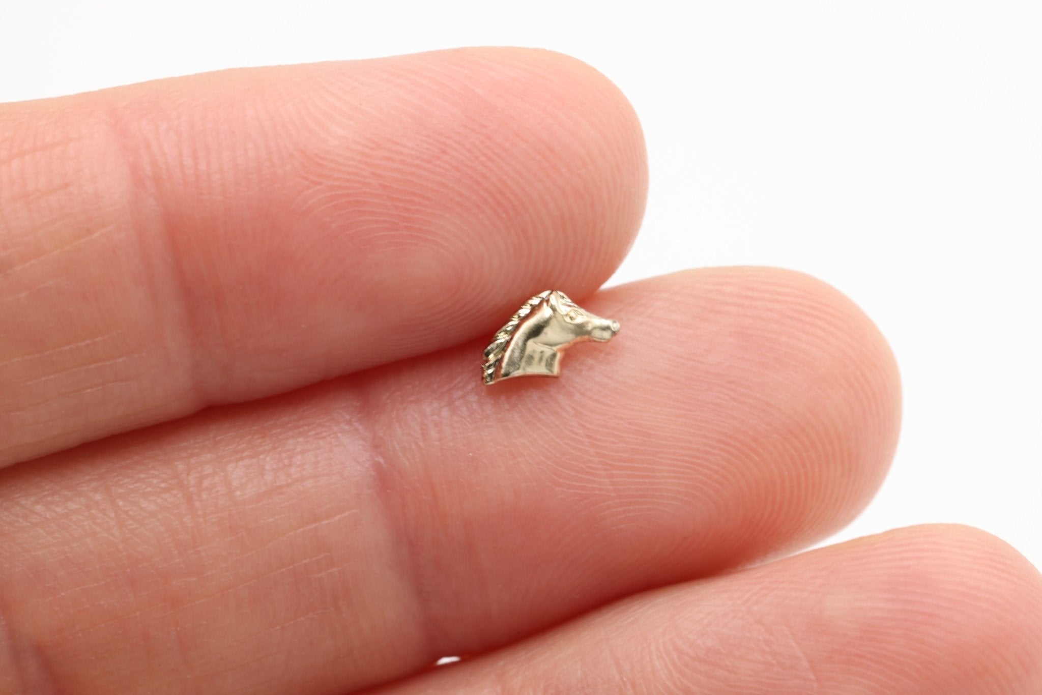 Horse Stud Earring, 14/20 Gold - Filled, 8mm x 4mm, Wholesale, Equestrian Stallion Cowboy Dainty Minimalist Jewelry Earrings - HarperCrown