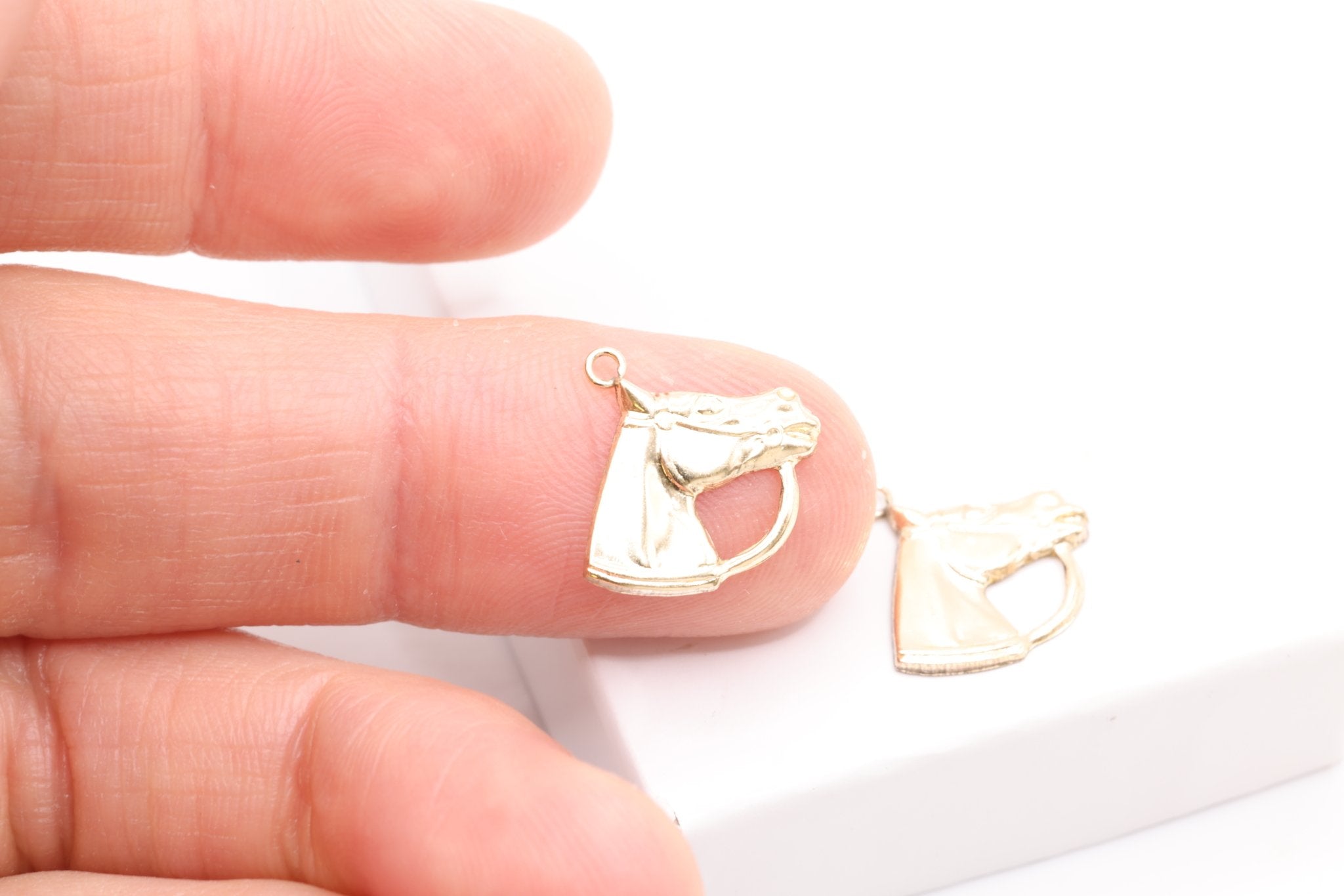 Horse Wholesale Charm, Gold - Filled, 15mm x 12mm, Permanent Bulk Jewelry Making Charms - HarperCrown