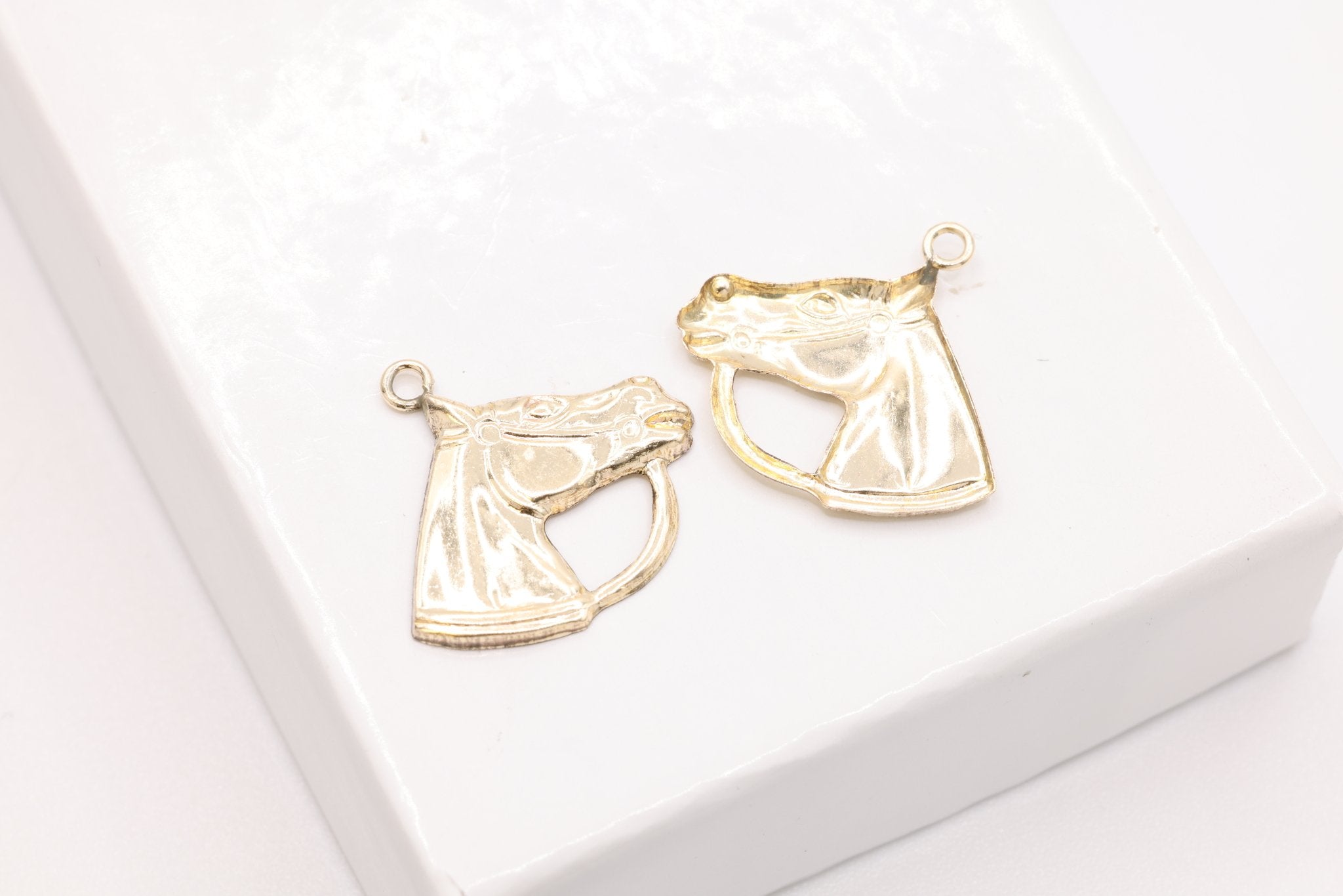 Horse Wholesale Charm, Gold - Filled, 15mm x 12mm, Permanent Bulk Jewelry Making Charms - HarperCrown