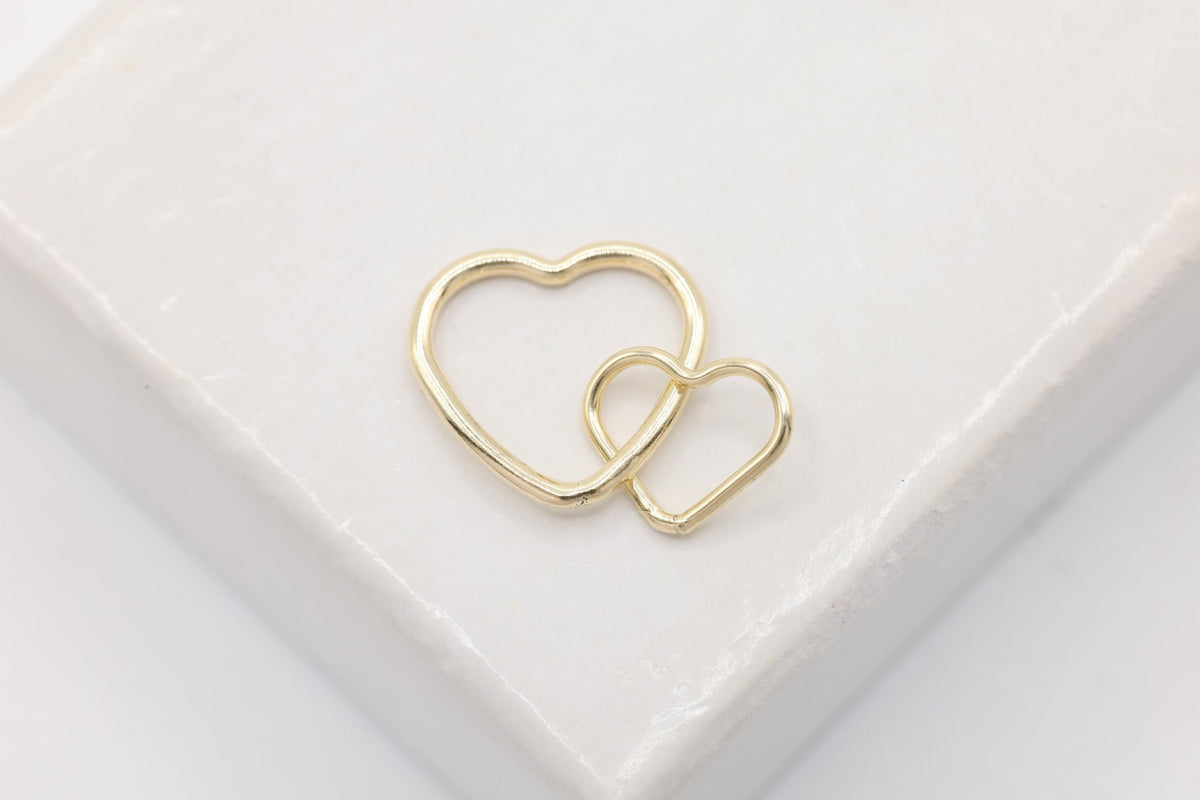 Interlocking Heart Charm, 14/20 Gold-Filled, 10mm x 8mm, Jewelry Making Charm - HarperCrown