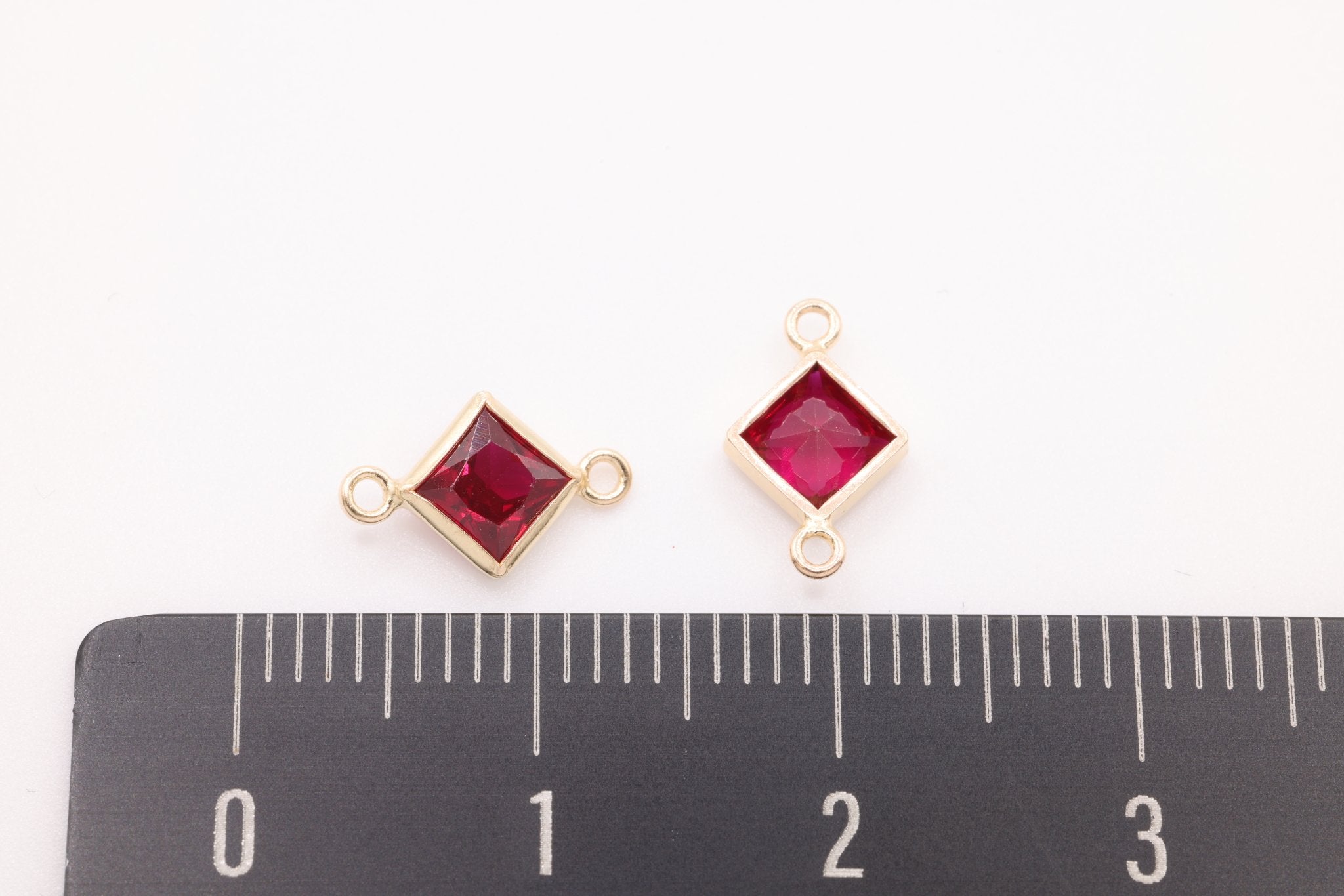 January Birthstone Garnet CZ Connector Bezel Frame, 14/20 Gold - Filled, 4mm - HarperCrown