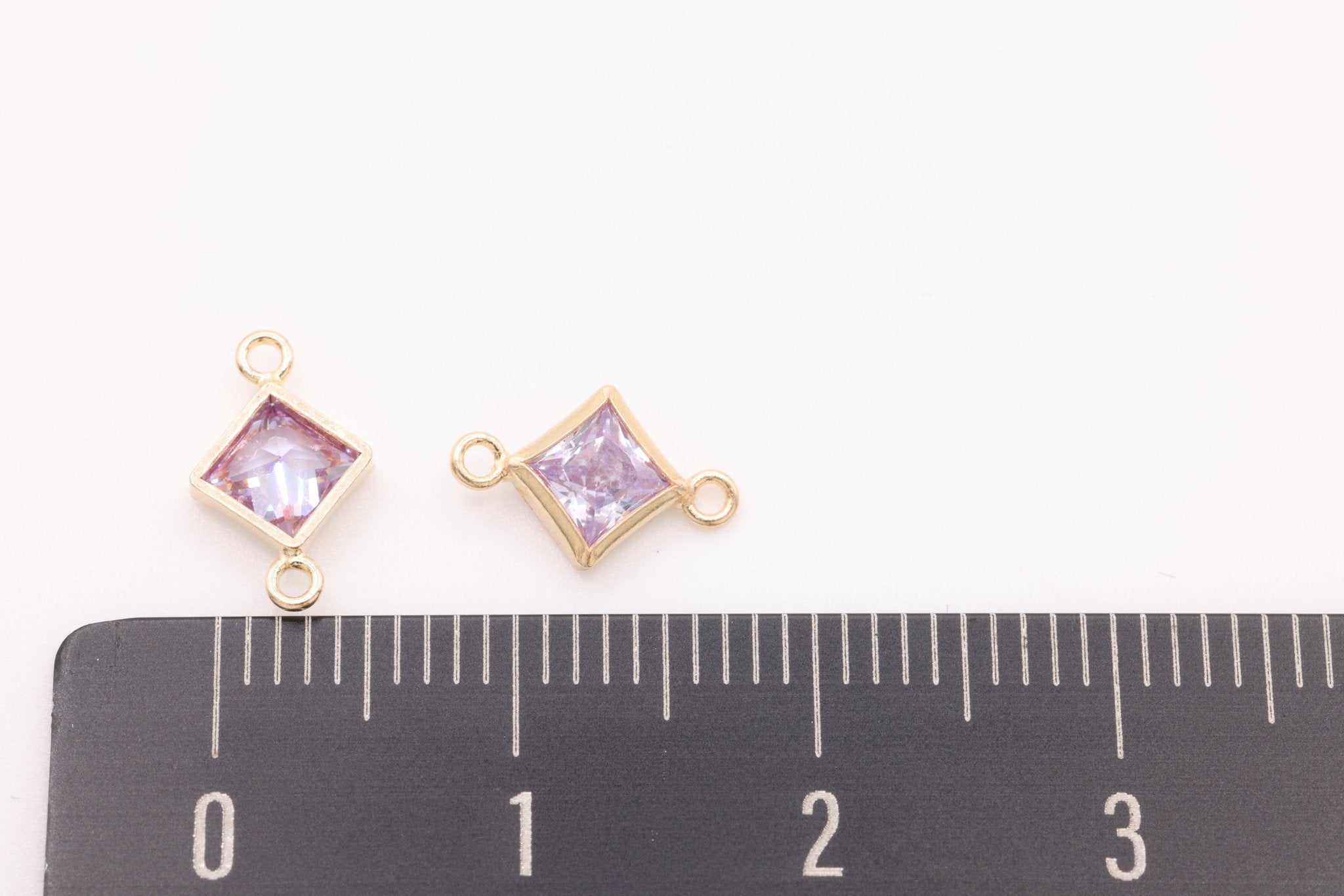 June Birthstone Alexandrite CZ Connector Bezel Frame, 14/20 Gold - Filled, 4mm - HarperCrown