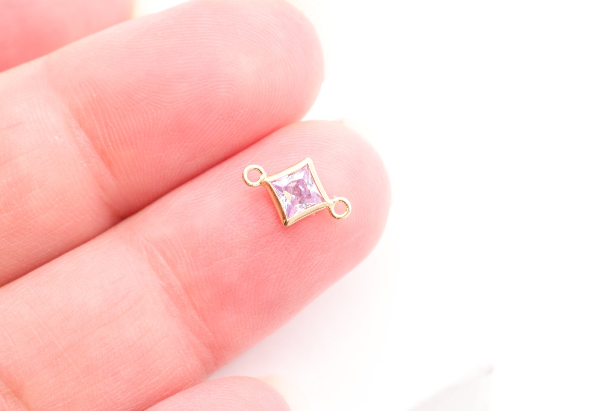 June Birthstone Alexandrite CZ Connector Bezel Frame, 14/20 Gold - Filled, 4mm - HarperCrown