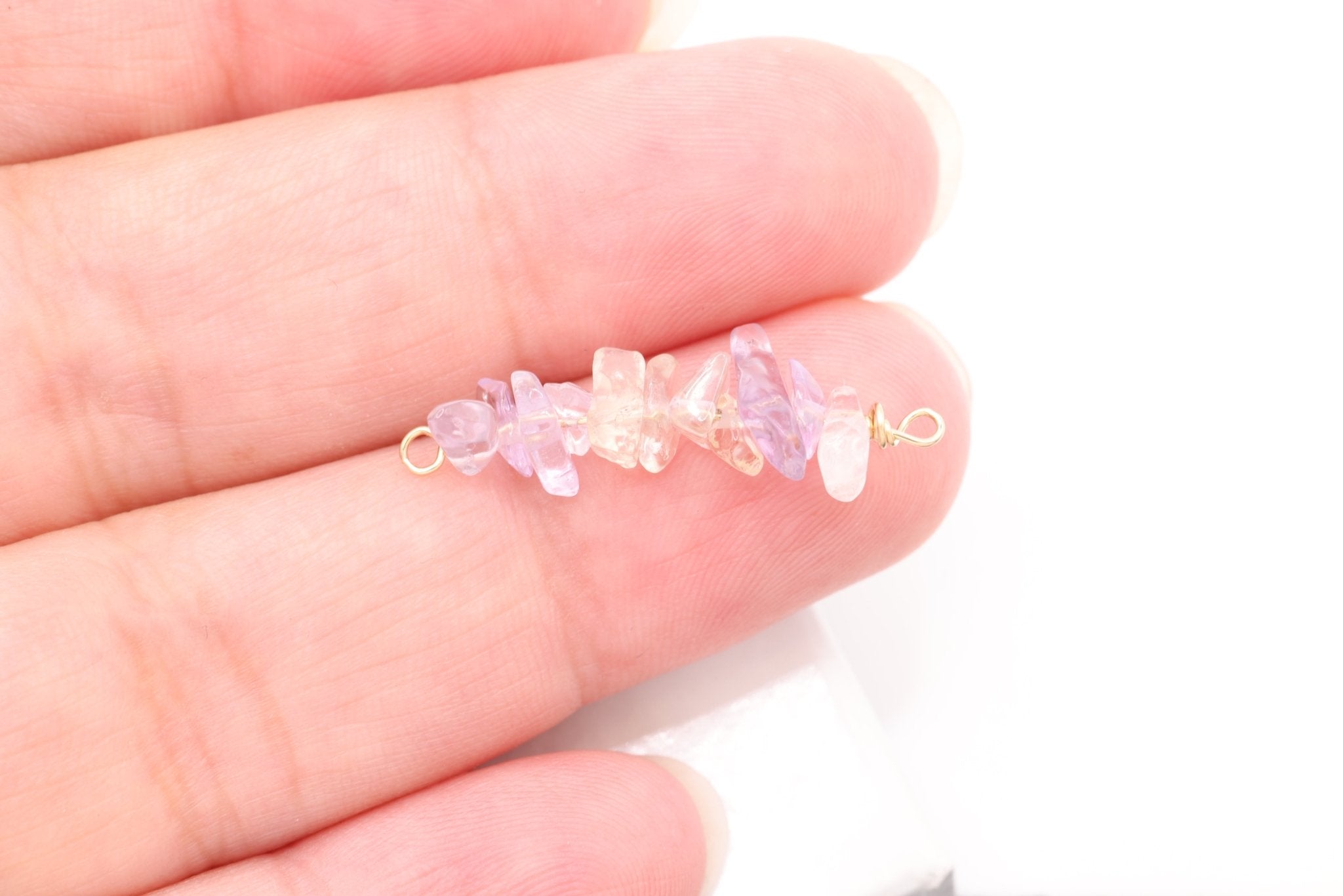 June Stone Connector Charm, Wholesale, 14/20 Gold - Filled, Ametrine Birthstone Gemstone Beads, Permanent Jewelry - HarperCrown
