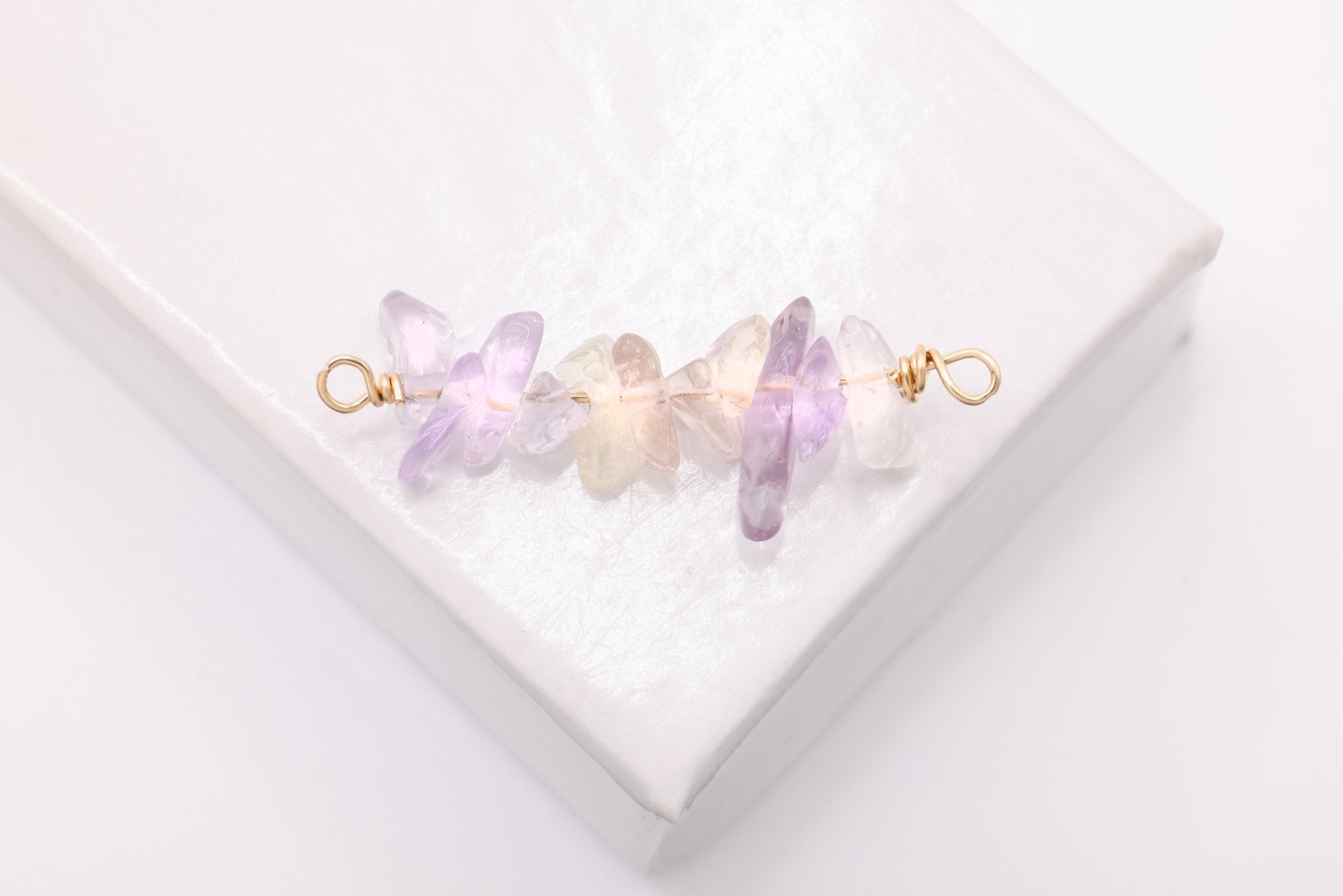 June Stone Connector Charm, Wholesale, 14/20 Gold - Filled, Ametrine Birthstone Gemstone Beads, Permanent Jewelry - HarperCrown