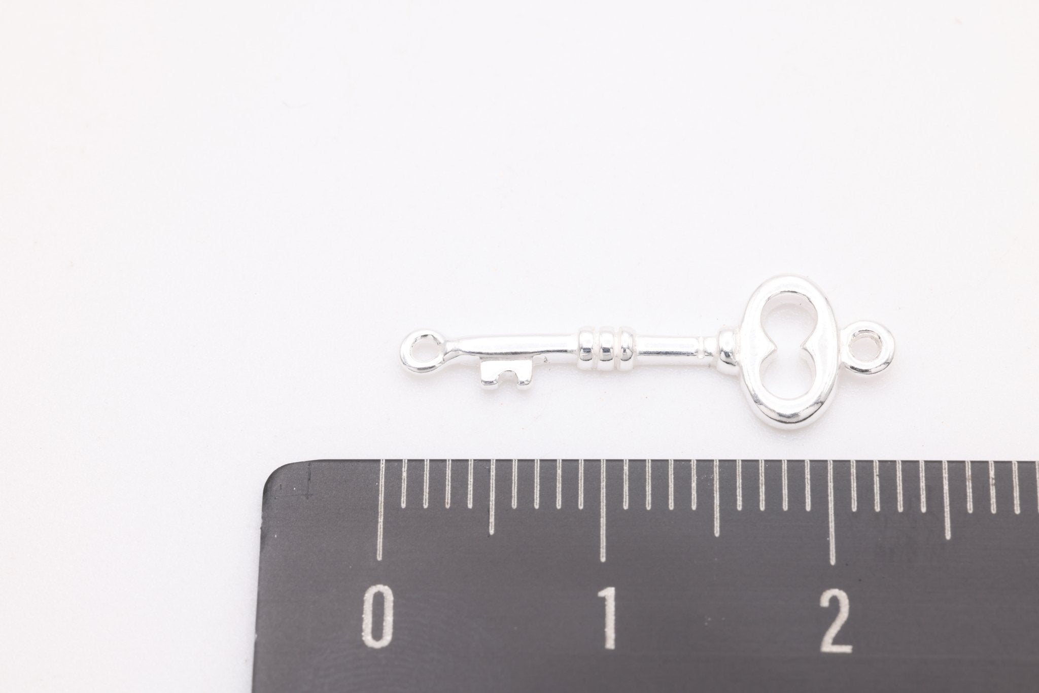 Key Connector Charm, Sterling Silver, 22mm x 7mm, Wholesale Bulk DIY Jewelry Making Charms - HarperCrown