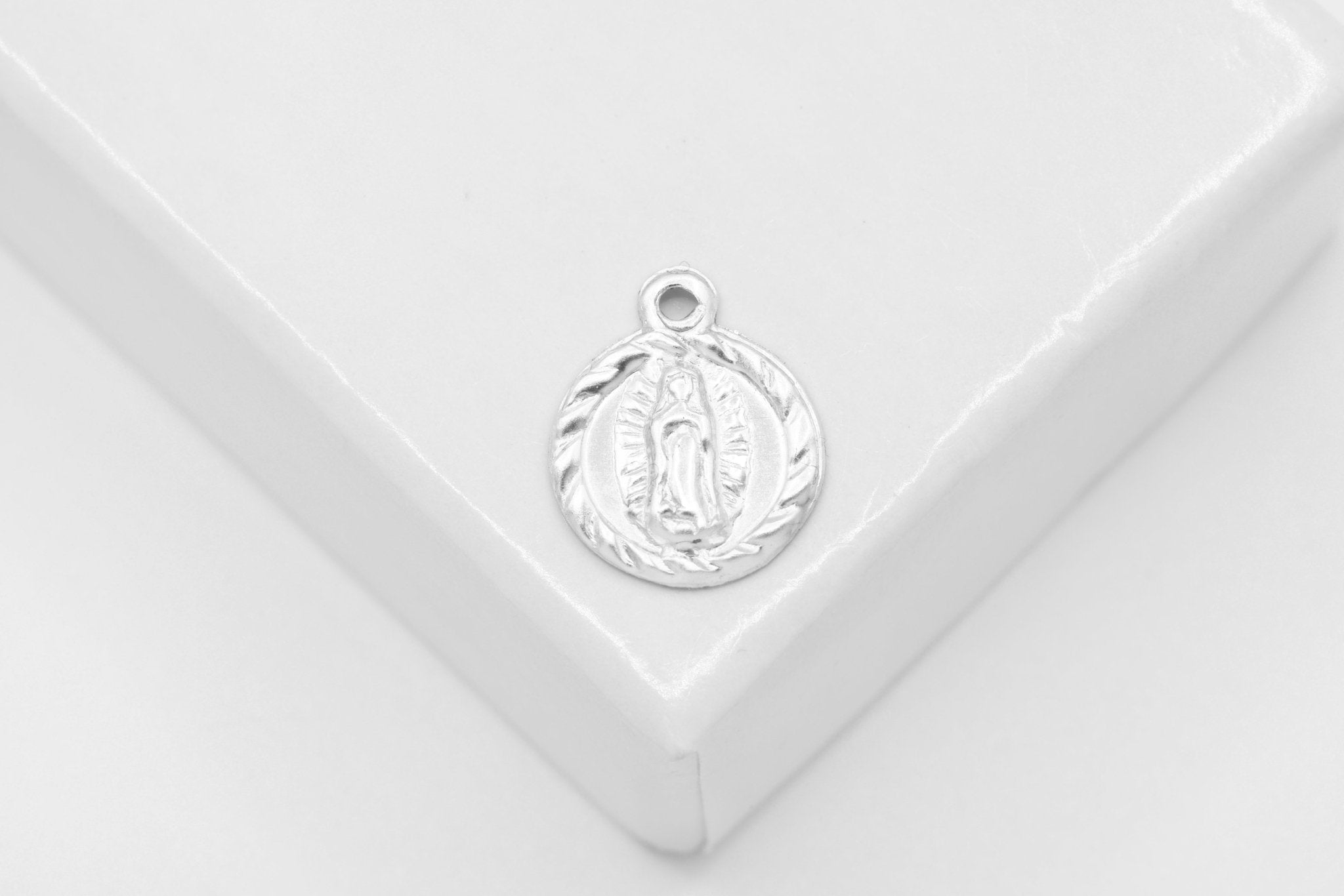 Lady of Guadalupe Charm, Wholesale, 14K Gold - Filled or 925 Sterling Silver, Virgin Mary Circle Religious Catholic Jesus Rosary - HarperCrown