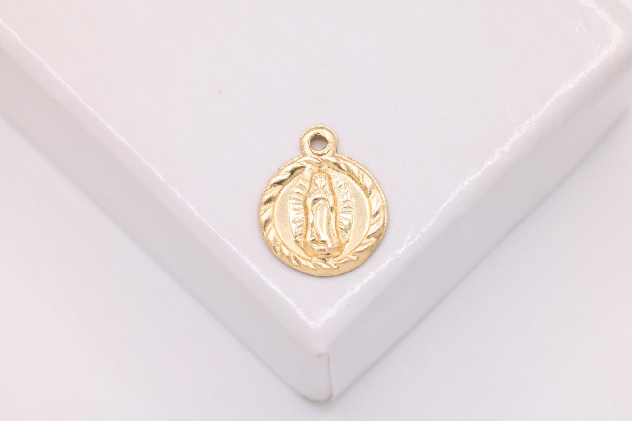 Lady of Guadalupe Charm, Wholesale, 14K Gold - Filled or 925 Sterling Silver, Virgin Mary Circle Religious Catholic Jesus Rosary - HarperCrown