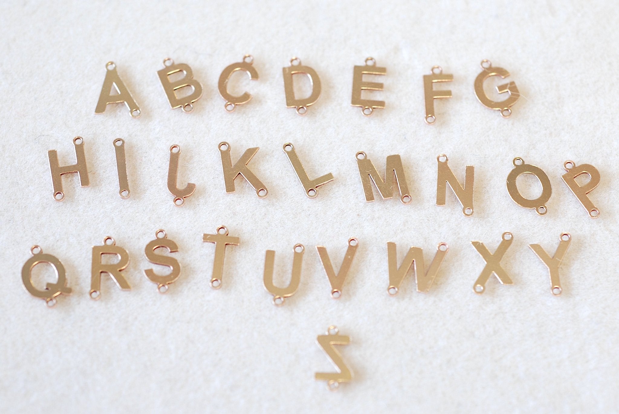Letter Connector Charm A - Z, Wholesale, 14/20 Gold - Filled, 7mm x 5mm, Alphabet Personalized Permanent Jewelry Charm - HarperCrown