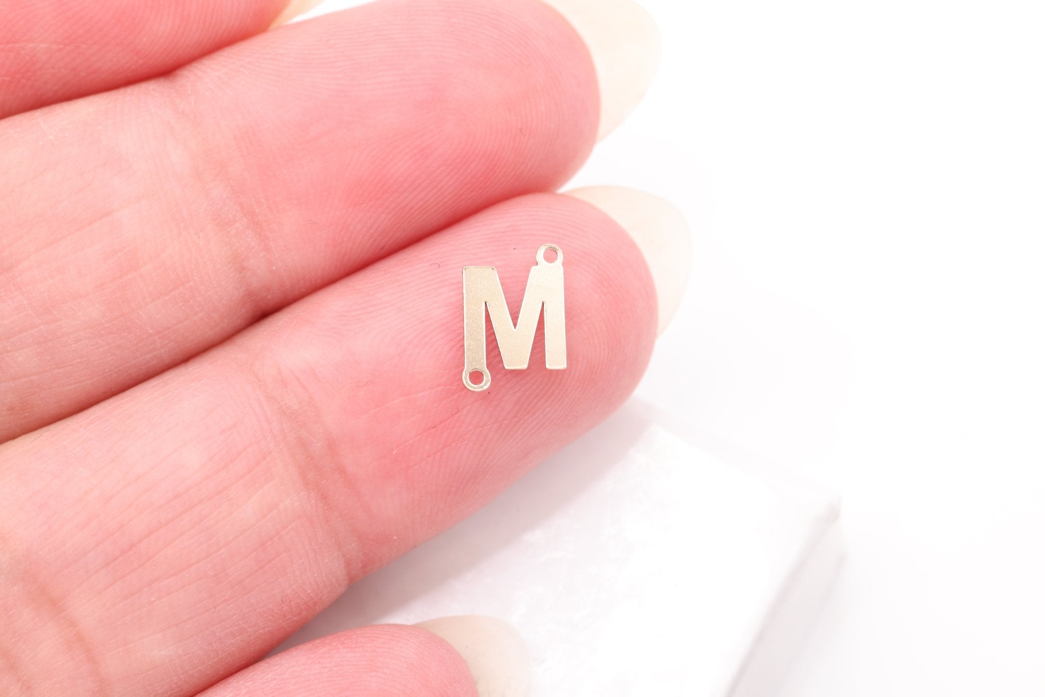 Letter Connector Charm A - Z, Wholesale, 14/20 Gold - Filled, 7mm x 5mm, Alphabet Personalized Permanent Jewelry Charm - HarperCrown