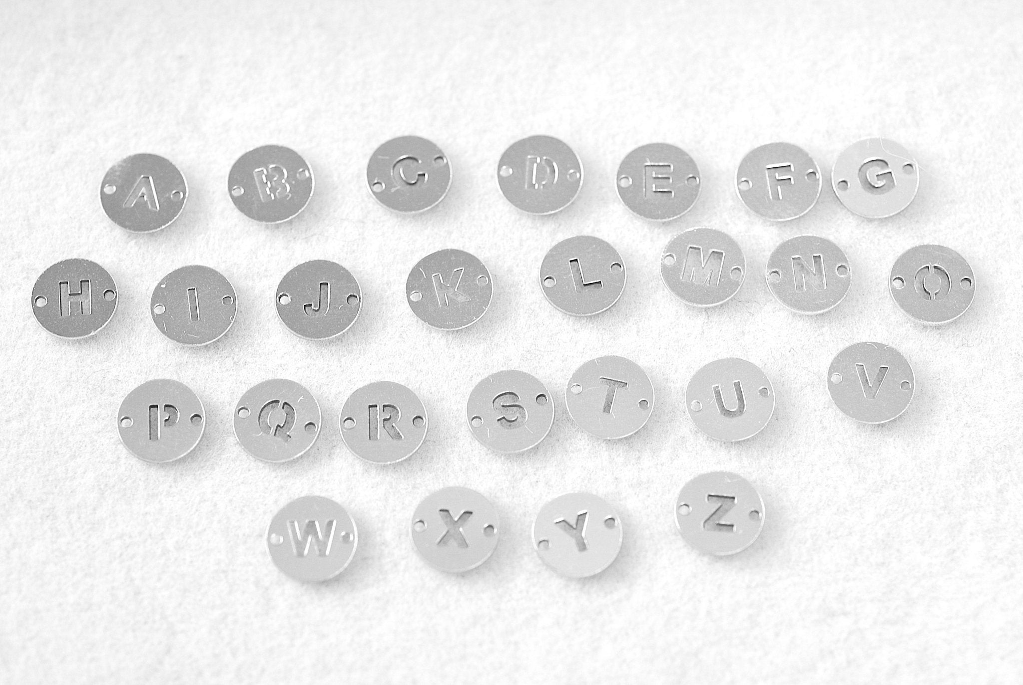 Letter Connector Charm A - Z, Wholesale, 925 Sterling Silver, 7mm, Alphabet Personalized Permanent Jewelry Charm - HarperCrown