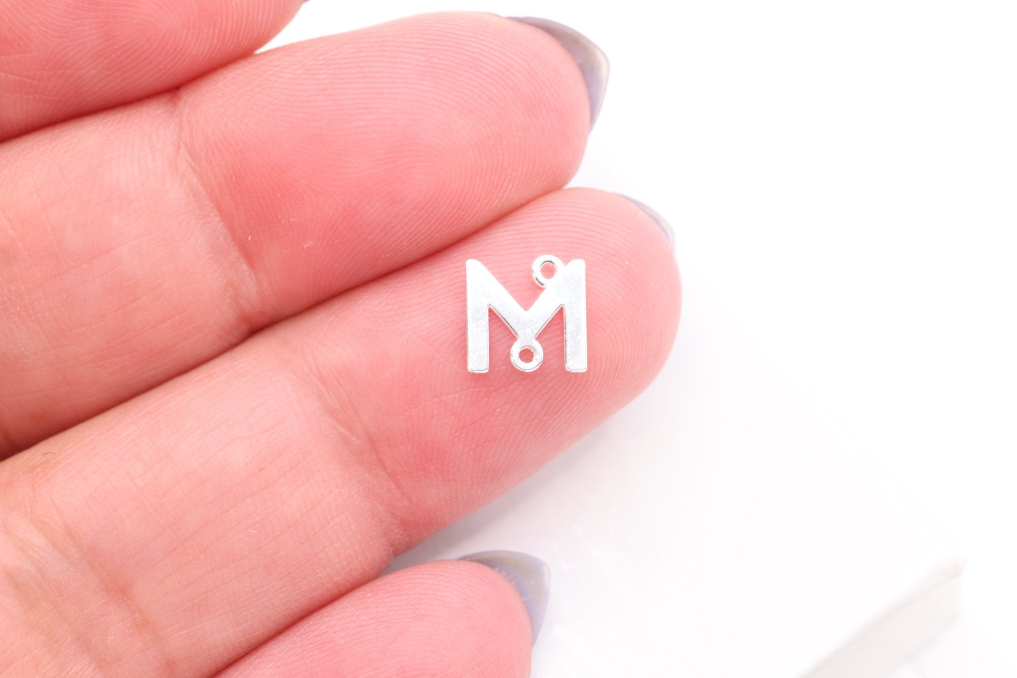 Letter Connector Charm A - Z, Wholesale, 925 Sterling Silver, 7mm x 5mm, Alphabet Personalized Permanent Jewelry Charm - HarperCrown