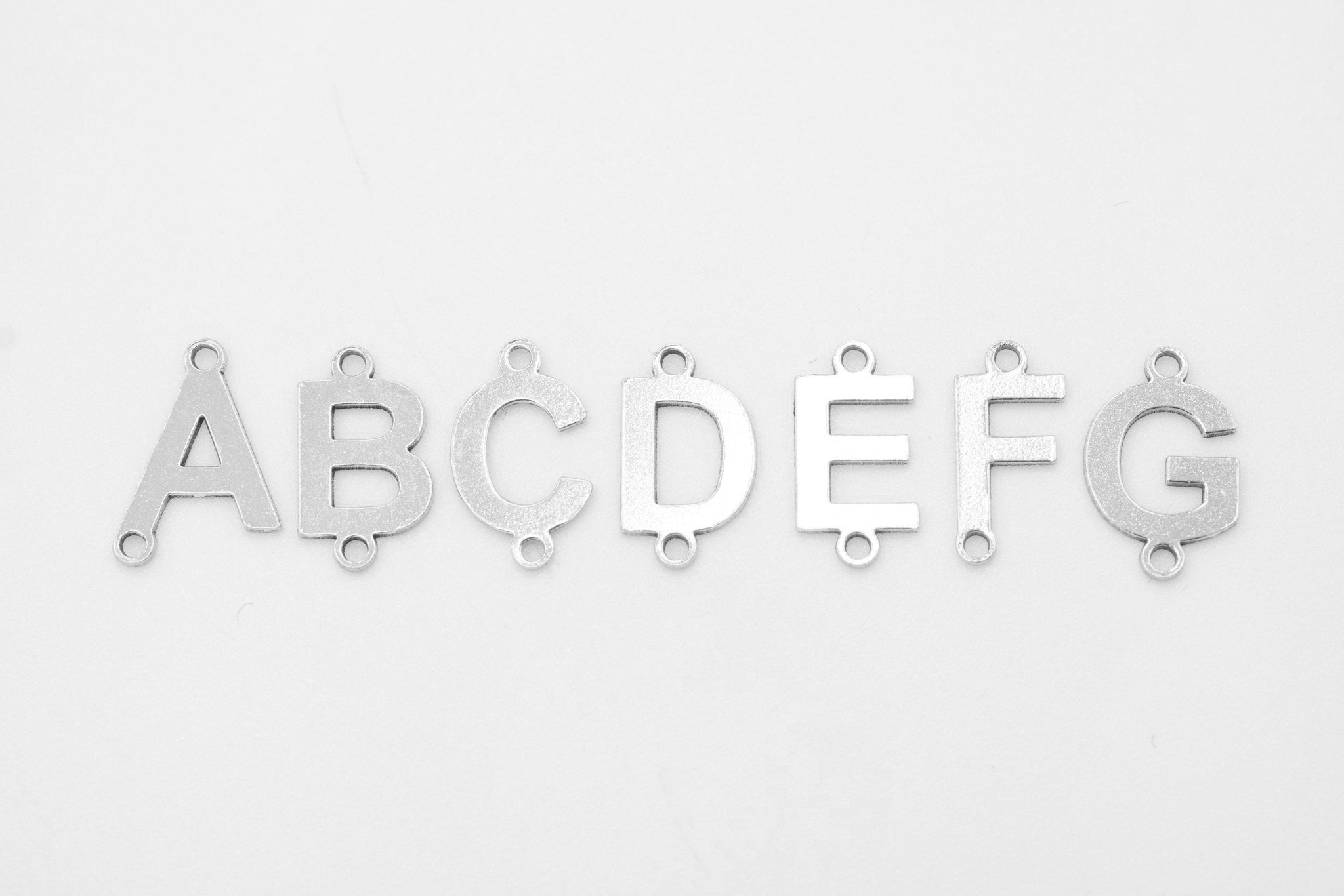 Letter Connector Charm A - Z, Wholesale, 925 Sterling Silver, 7mm x 5mm, Alphabet Personalized Permanent Jewelry Charm - HarperCrown