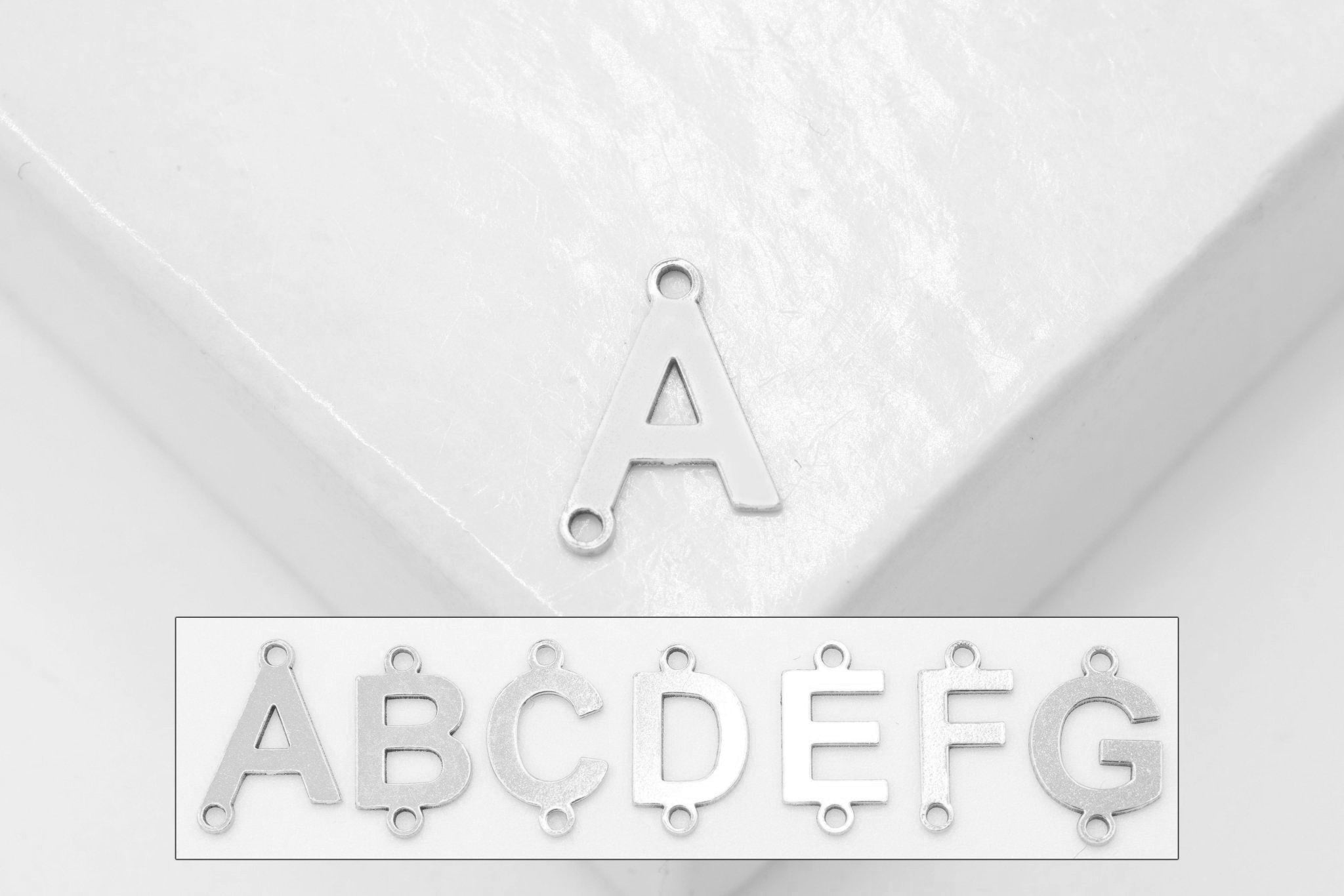 Letter Connector Charm A - Z, Wholesale, 925 Sterling Silver, 7mm x 5mm, Alphabet Personalized Permanent Jewelry Charm - HarperCrown