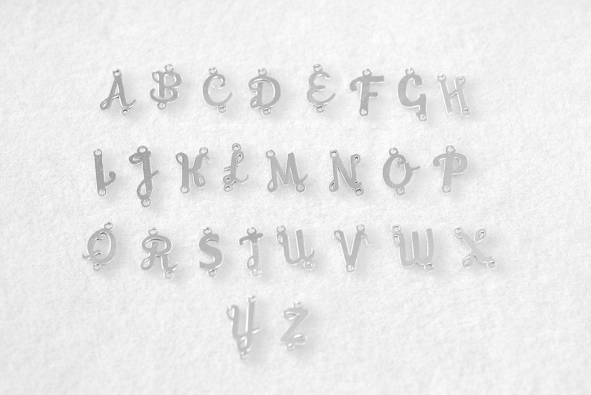 Letter Connector Charm A - Z, Wholesale, 925 Sterling Silver, 9mm x 5mm, Alphabet Personalized Permanent Jewelry Charm - HarperCrown
