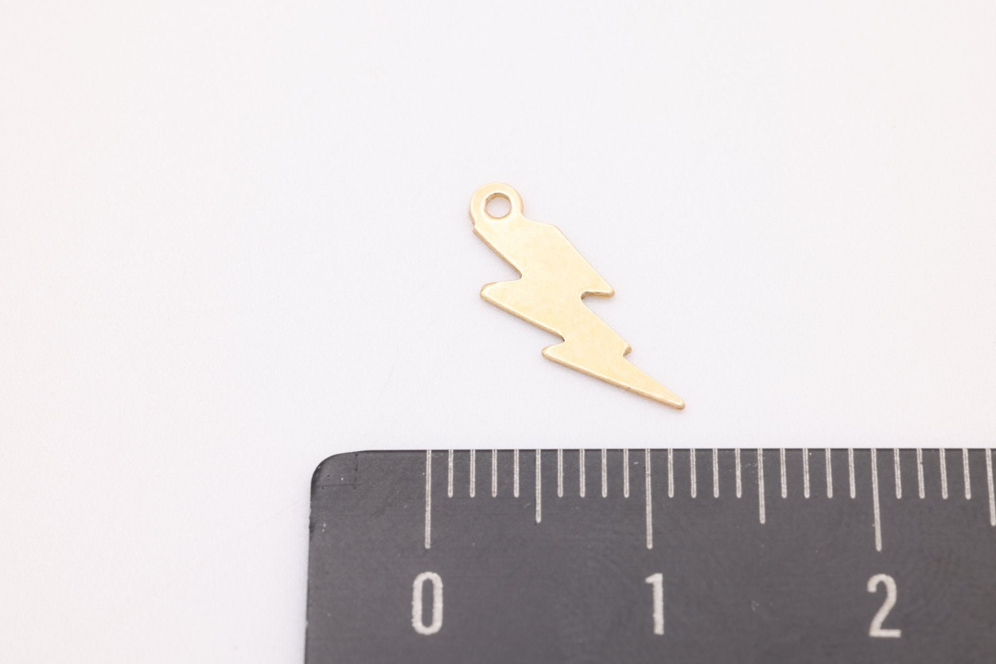 Lightning Bolt Blank Charm, Gold - Filled, 14mm x 6mm, Stamping and Engravable, Bulk DIY Wholesale Jewelry Making Charm - HarperCrown