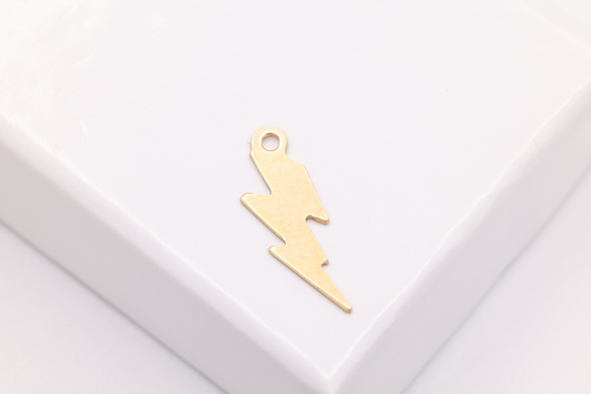 Lightning Bolt Blank Charm, Gold - Filled, 14mm x 6mm, Stamping and Engravable, Bulk DIY Wholesale Jewelry Making Charm - HarperCrown