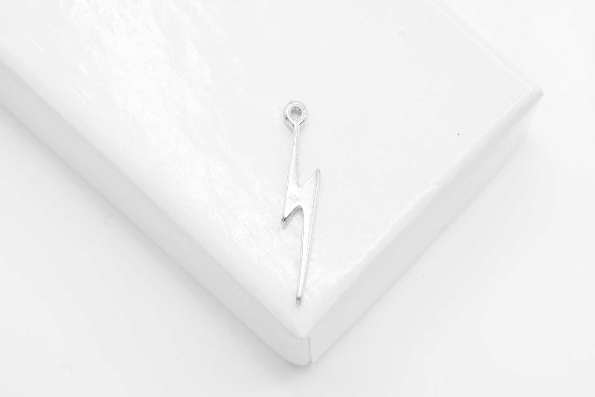 Lightning Bolt Charm, Wholesale, 925 Sterling Silver, 20mm x 4mm - HarperCrown