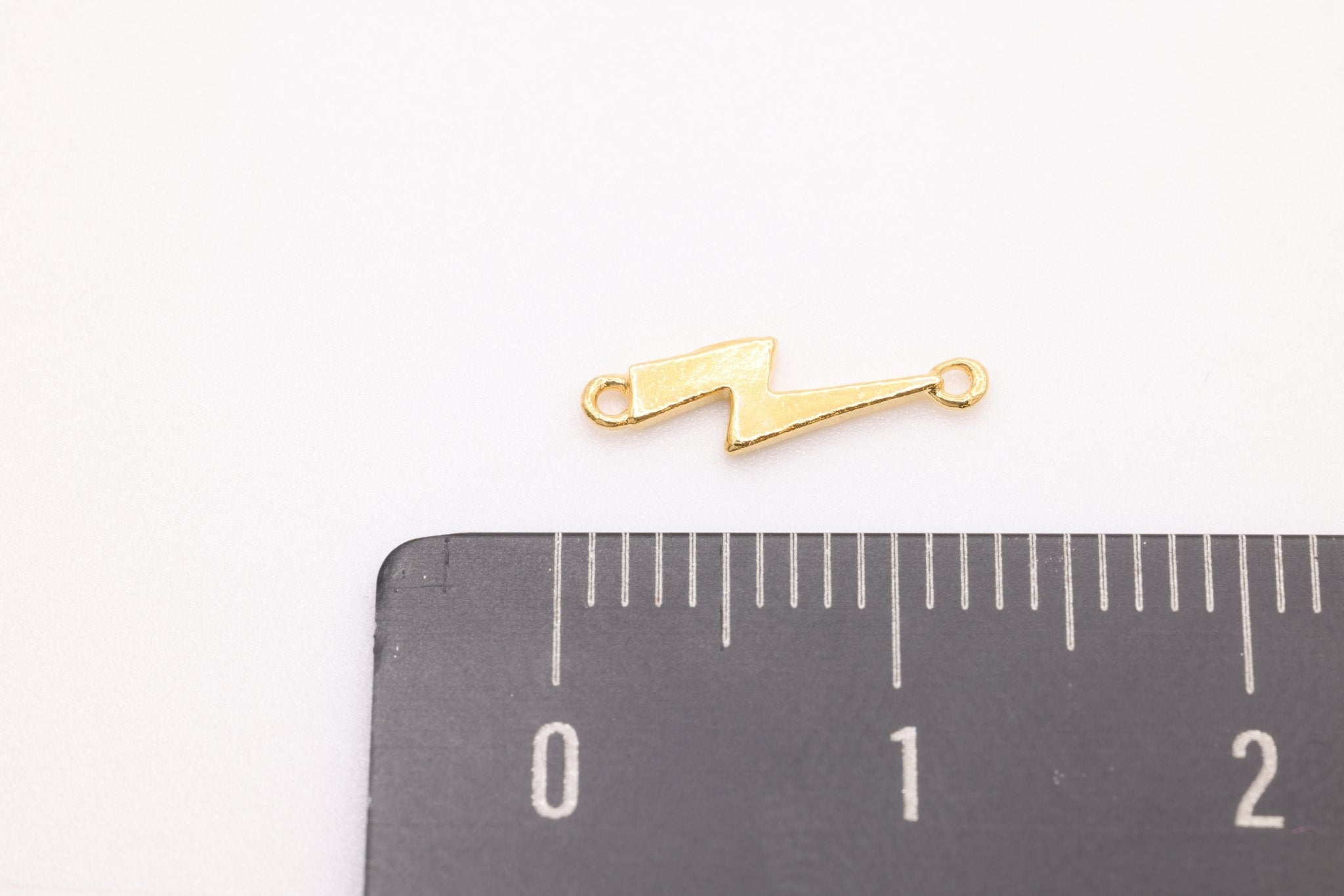 Lightning Bolt Connector Charm, Solid 14K Gold, 12mm x 3.5mm, Wholesale Bulk DIY Jewelry Making Charms - HarperCrown