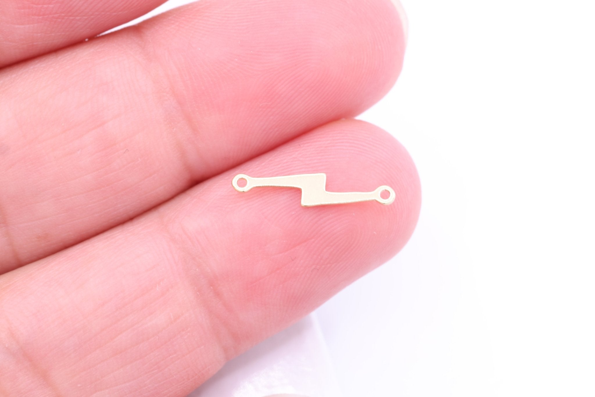 Lightning Connector Charm, Wholesale, 14/20 Gold - Filled, 15mm x 4mm, Lightning Bolt Celestial Night Sky Permanent Jewelry - HarperCrown