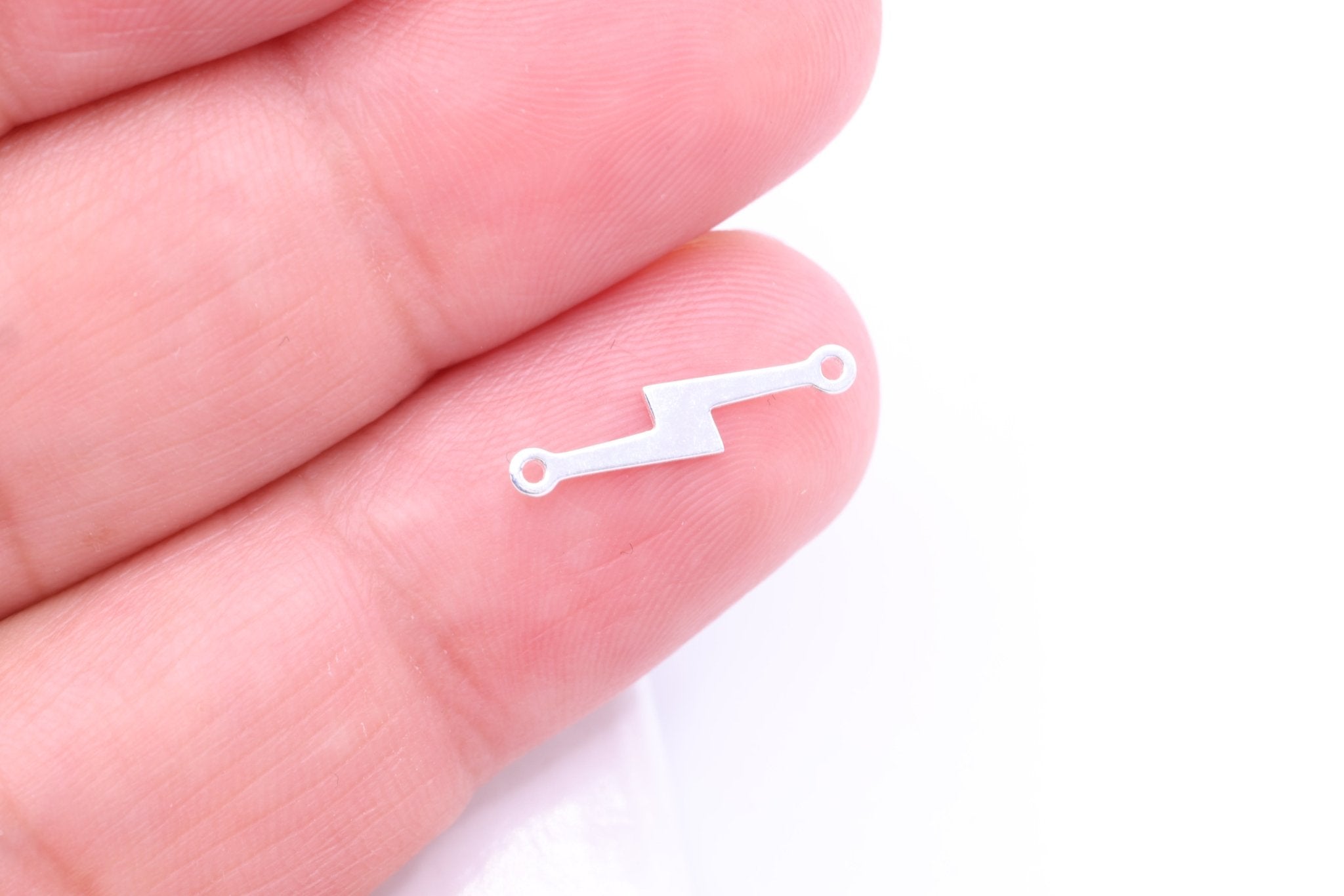 Lightning Connector Charm, Wholesale, 925 Sterling Silver, 15mm x 4mm, Lightning Bolt Celestial Night Sky Permanent Jewelry - HarperCrown