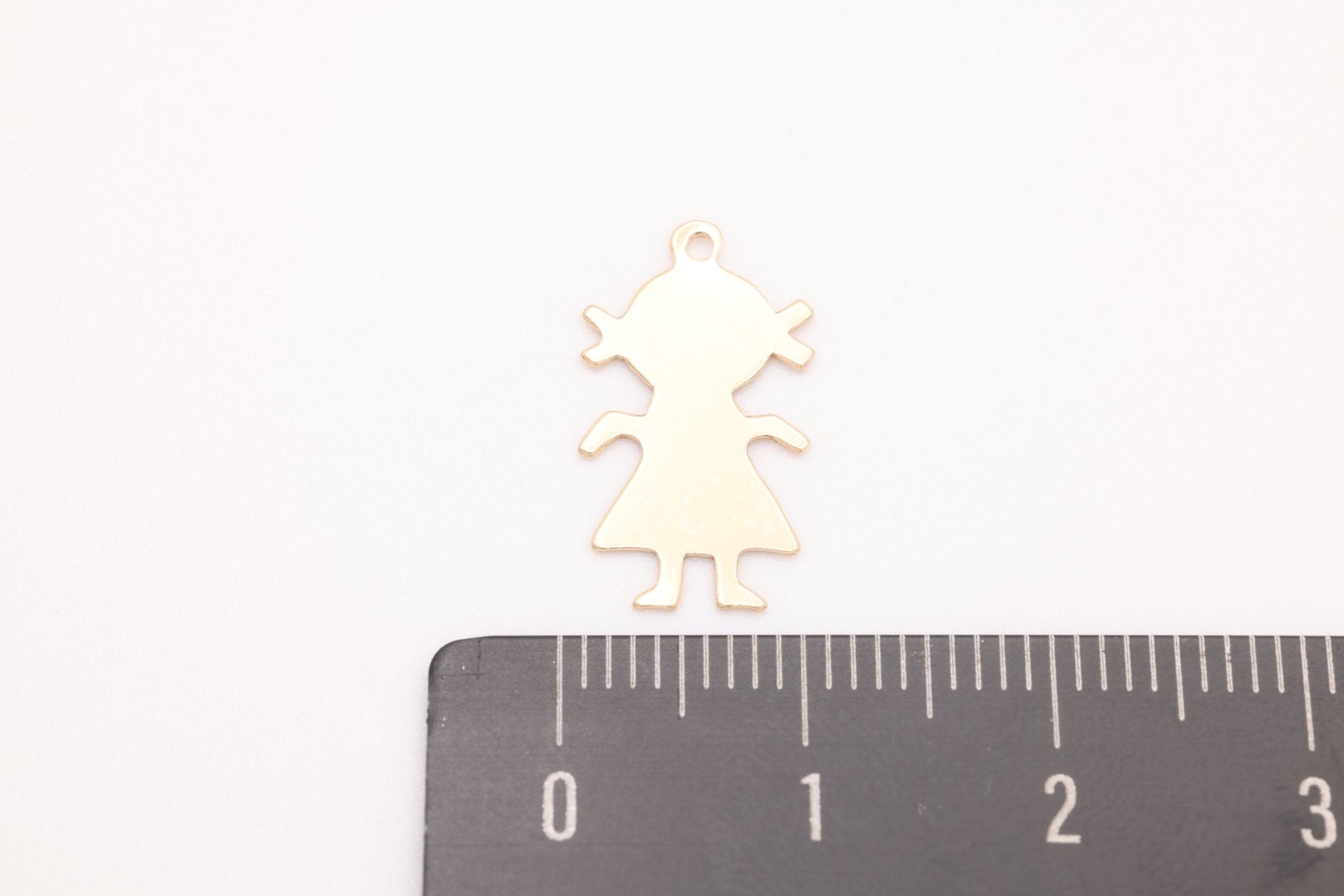 Little Girl Blank Charm, Gold - Filled, 18mm x 11mm, Girl Cutout Silhouette Stamping and Engravable, Bulk DIY Wholesale Jewelry Making Charm - HarperCrown
