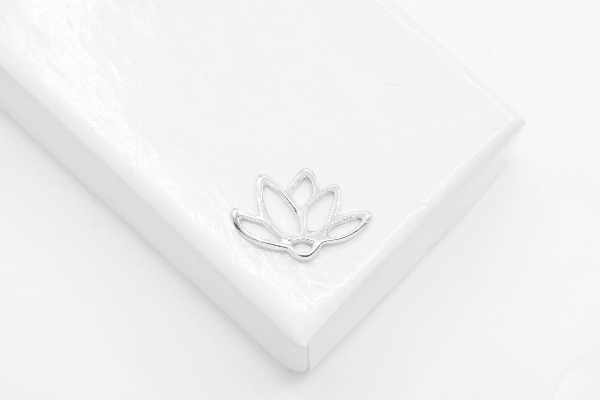 Lotus Flower Charm, Wholesale, 925 Sterling Silver, 15mm x 9mm - HarperCrown