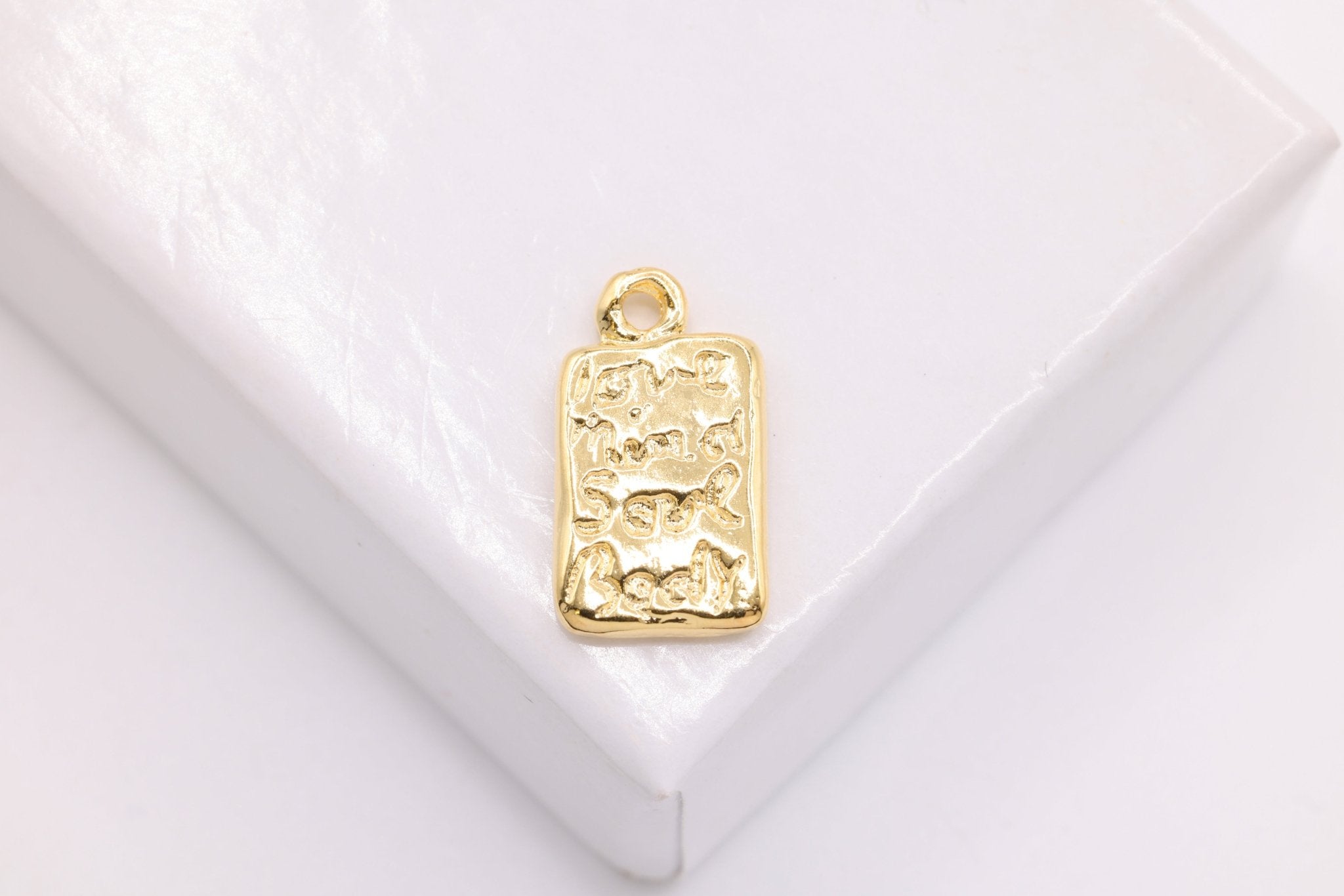 Love Mind Soul Body Charm, Wholesale, 14K Gold, 13mm x 5mm - HarperCrown