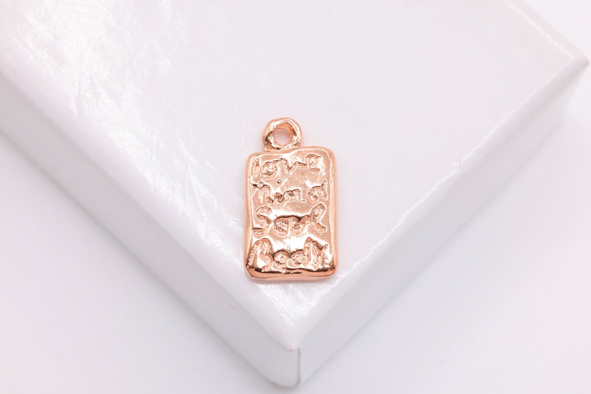 Love Mind Soul Body Charm, Wholesale, 18K Gold - Plated 925 Sterling Silver, 13mm x 5mm - HarperCrown