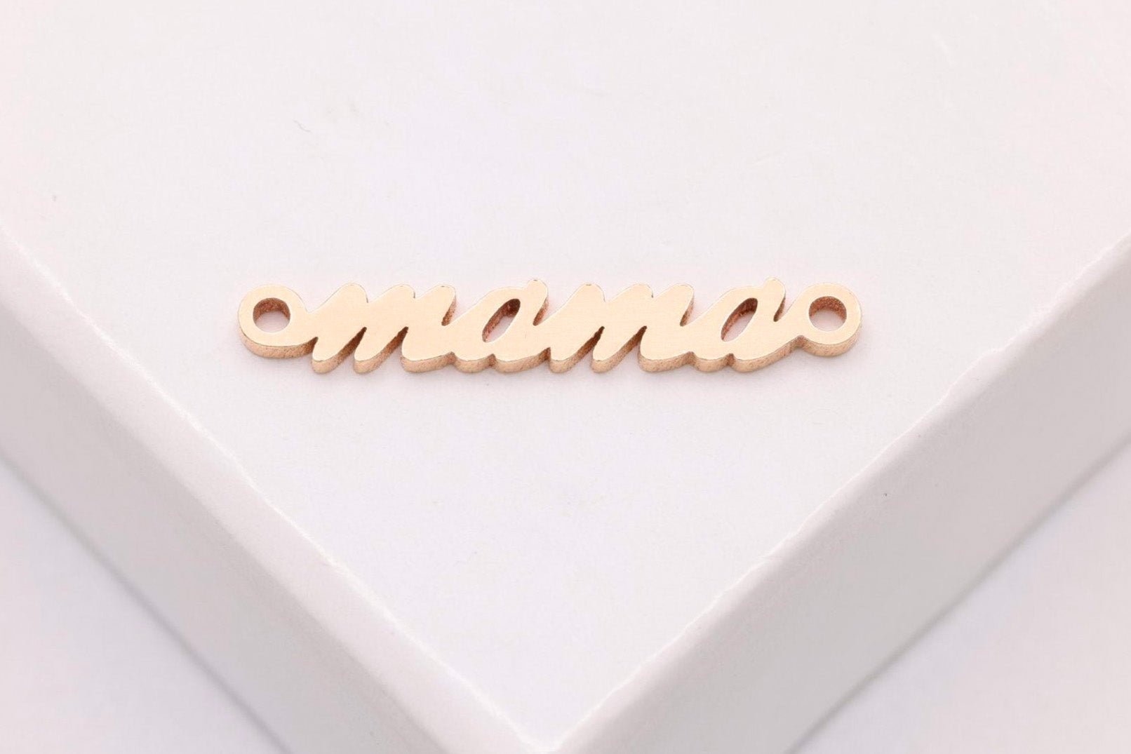 "mama" Connector Charm, 14/20 Gold - Filled, 17mm x 2mm, Bulk DIY Wholesale Jewelry Making Charm - HarperCrown