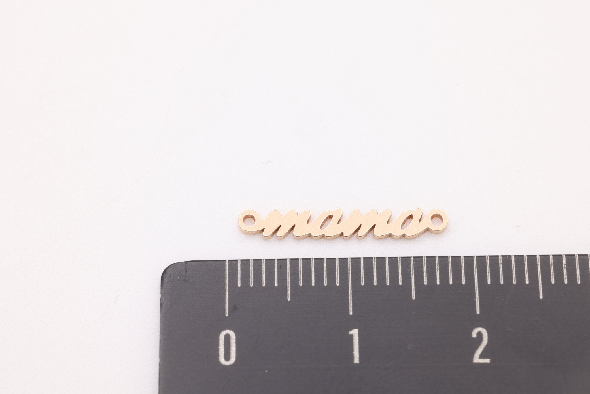 Mama Connector Charm, Gold - Filled, 9mm x 3mm, Bulk DIY Wholesale Jewelry Making Charm - HarperCrown