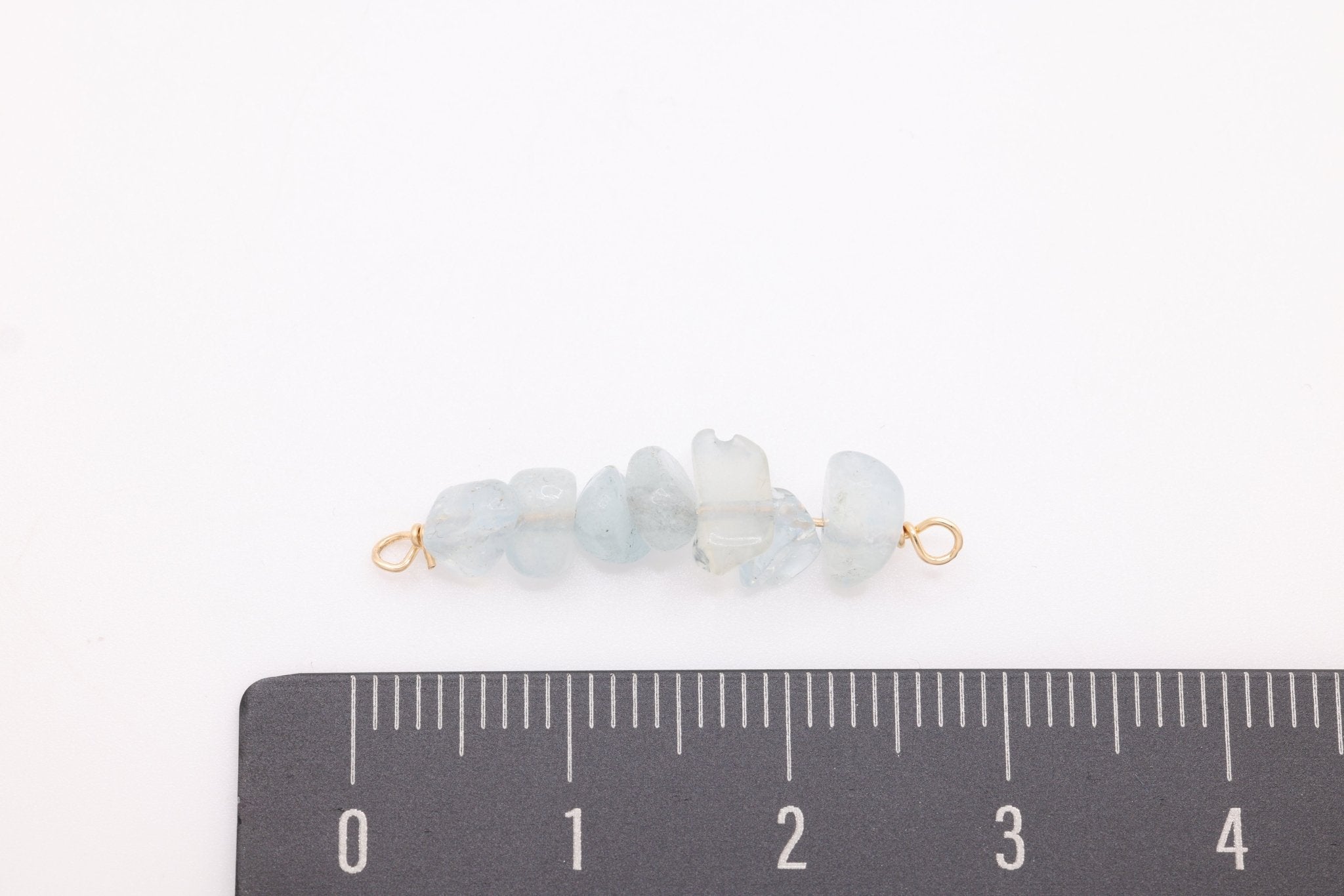 March Stone Connector Charm, Wholesale, 14/20 Gold - Filled, Aquamarine Birthstone Gemstone Beads, Permanent Jewelry - HarperCrown