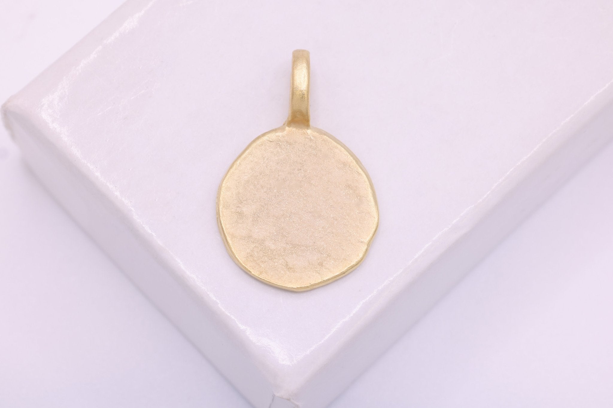 Matte Vermeil Gold Hammered Stamping Disc - 18k gold plated over Sterling Silver, Vermeil Gold Stamping Round Blanks, Gold Round Disc, 97 - HarperCrown