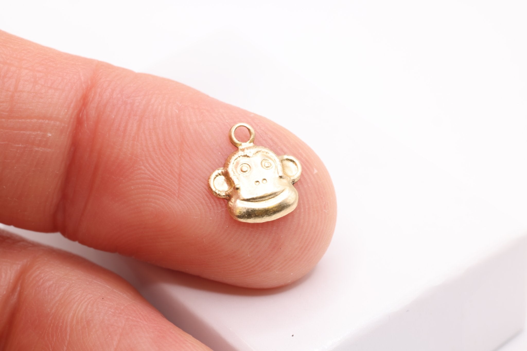 Monkey Face Charm, Gold - Filled, 10mm x 9mm, Wholesale Bulk DIY Wholesale Jewelry Making Charm - HarperCrown
