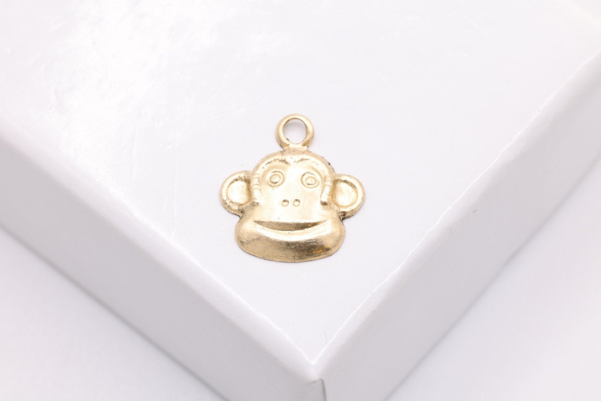 Monkey Face Charm, Gold - Filled, 10mm x 9mm, Wholesale Bulk DIY Wholesale Jewelry Making Charm - HarperCrown