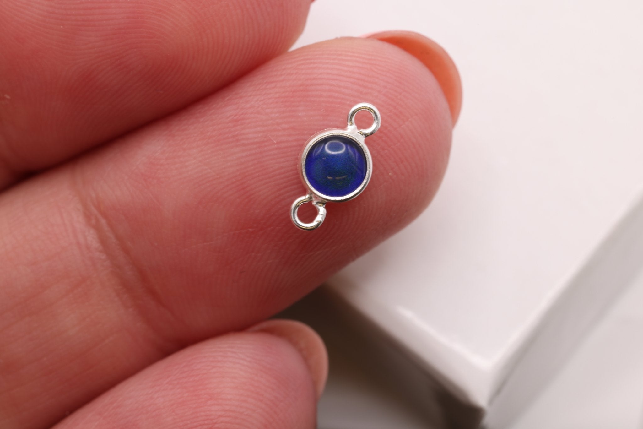 Mood Stone Connector Charm, Sterling Silver, 4mm, Bulk DIY Wholesale Jewelry Making Charm - HarperCrown