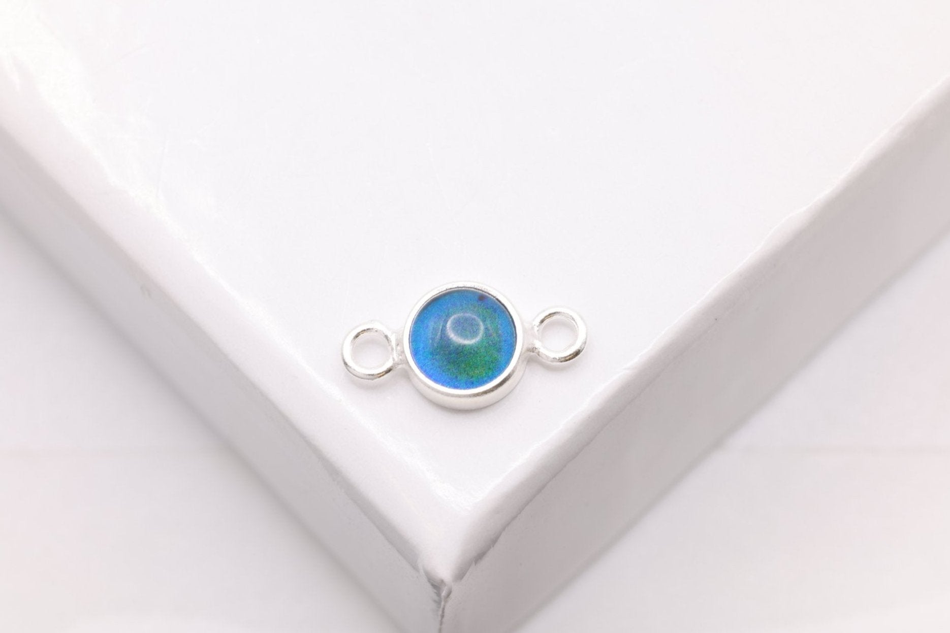 Mood Stone Connector Charm, Sterling Silver, 4mm, Bulk DIY Wholesale Jewelry Making Charm - HarperCrown