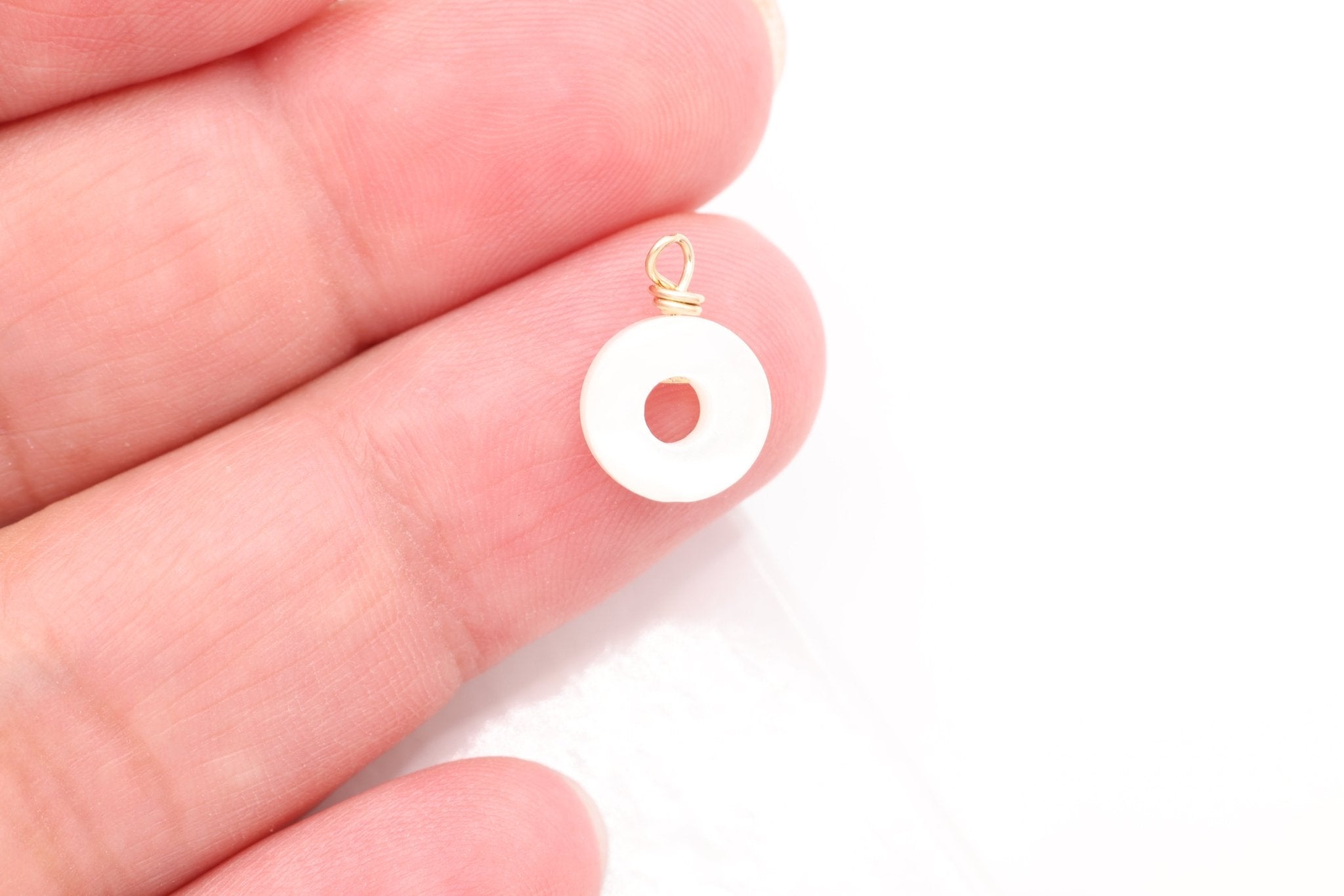 Mother of Pearl Circle Charm, Wholesale, 14/20 Gold - Filled, 10mm, Jewelry Making Charm - HarperCrown