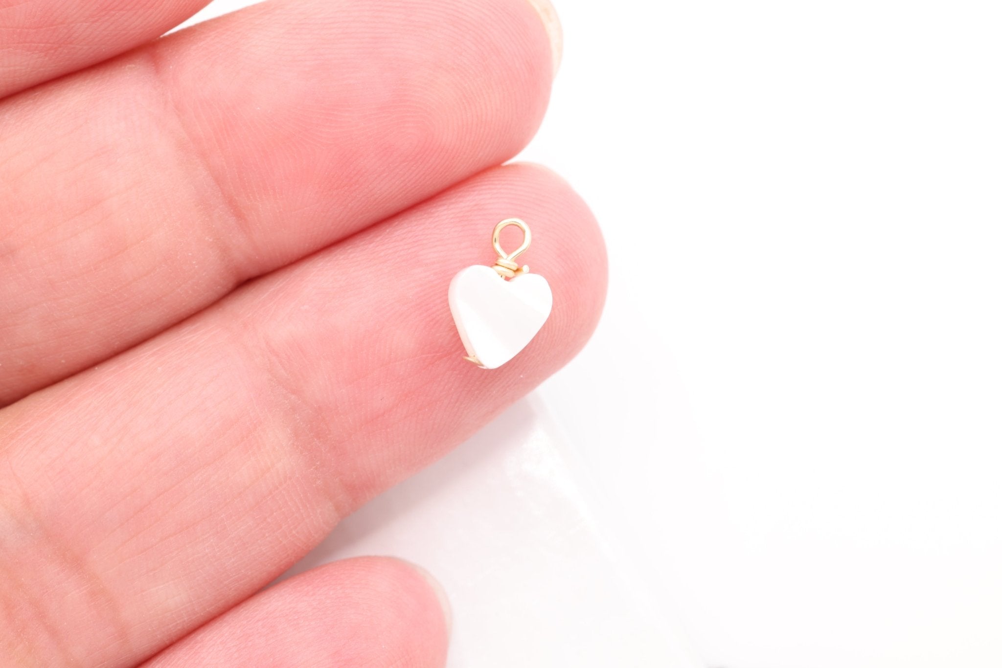 Mother of Pearl Heart Charm, Wholesale, 14/20 Gold - Filled, 7mm x 5mm, Jewelry Making Charm - HarperCrown