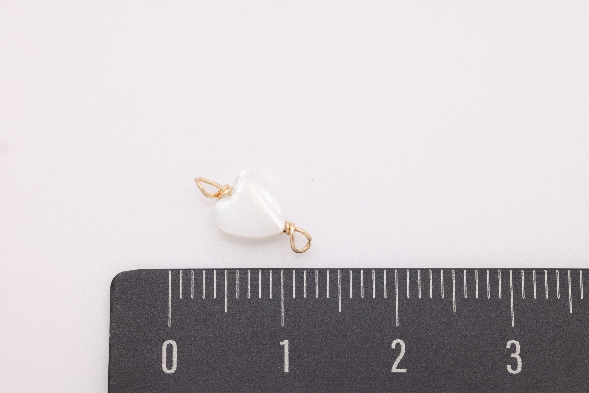 Mother of Pearl Heart Connector Charm, Wholesale, 14/20 Gold - Filled, 7mm x 5mm, Jewelry Making Charm - HarperCrown