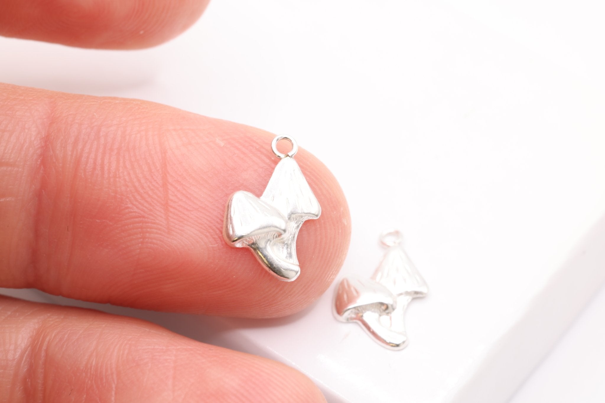 Mushroom Wholesale Charm, 925 Sterling Silver, 12mm x 7mm, Permanent Bulk Jewelry Making Charms - HarperCrown