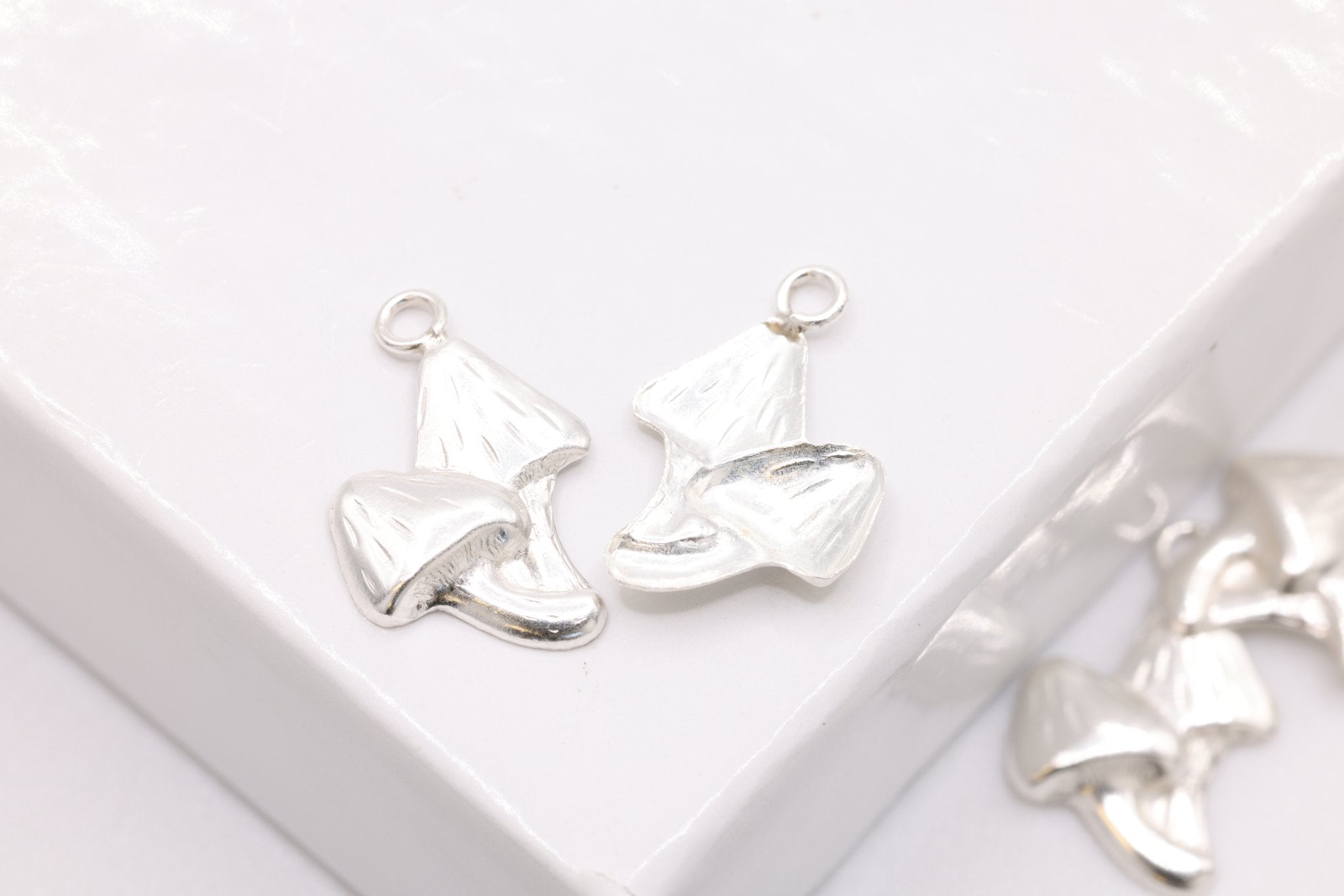 Mushroom Wholesale Charm, 925 Sterling Silver, 12mm x 7mm, Permanent Bulk Jewelry Making Charms - HarperCrown