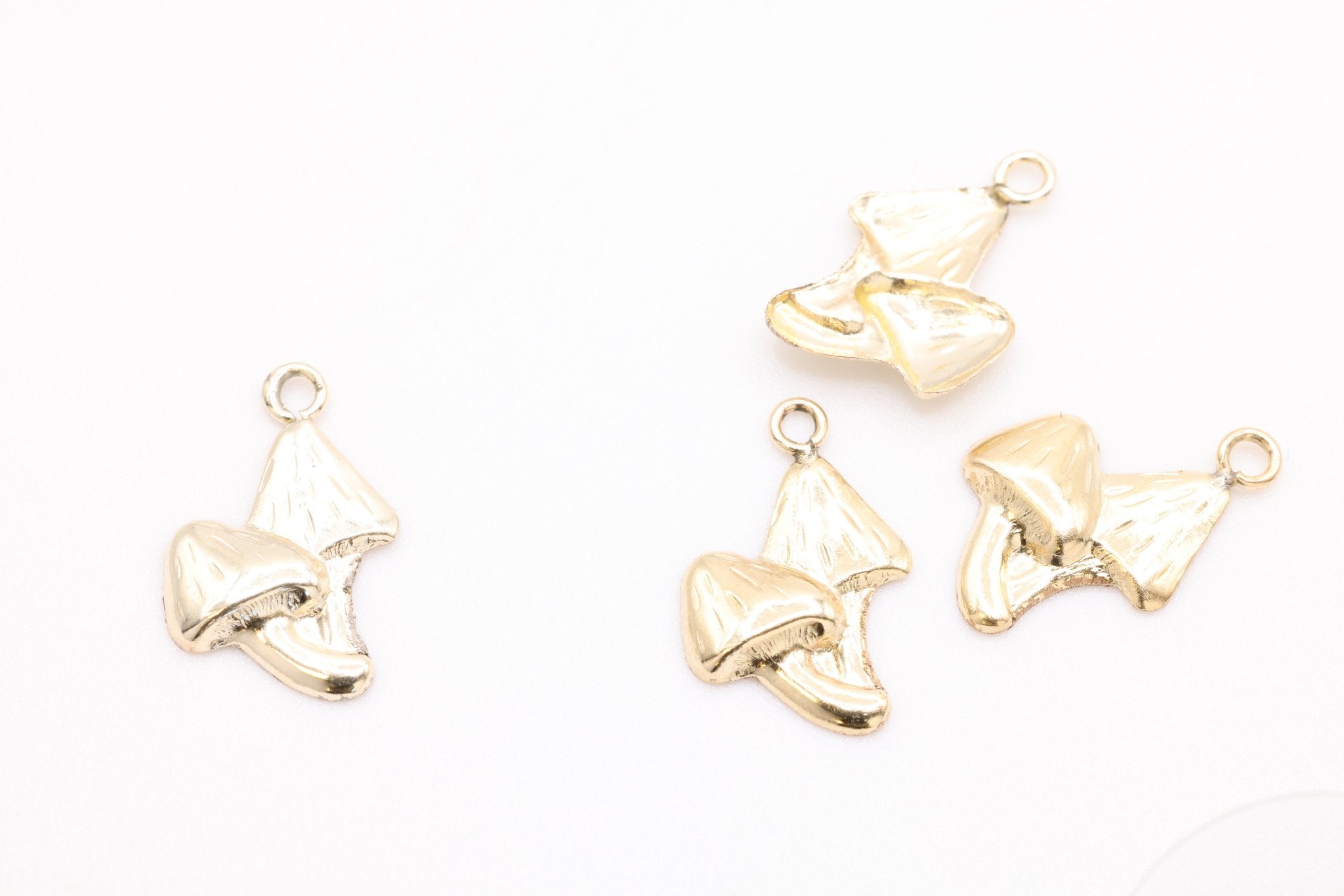Mushroom Wholesale Charm, Gold - Filled, 12mm x 7mm, Permanent Bulk Jewelry Making Charms - HarperCrown